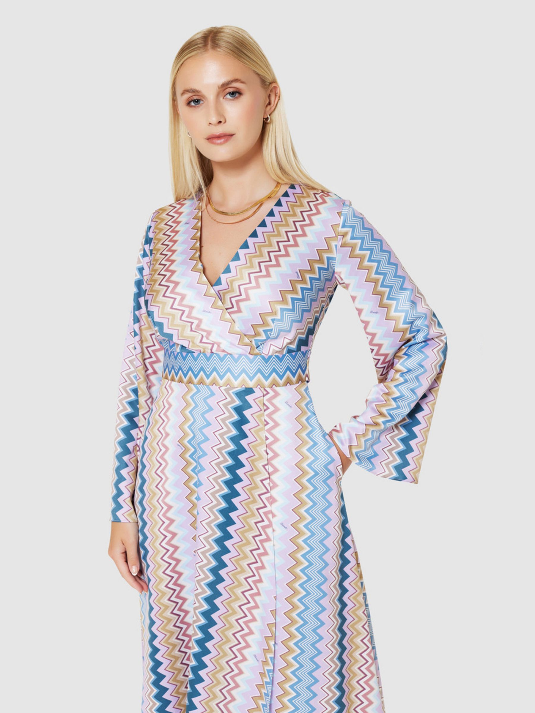 Buy Closet London Chevron Print A-Line Midi Dress, Lilac/Multi Online at johnlewis.com