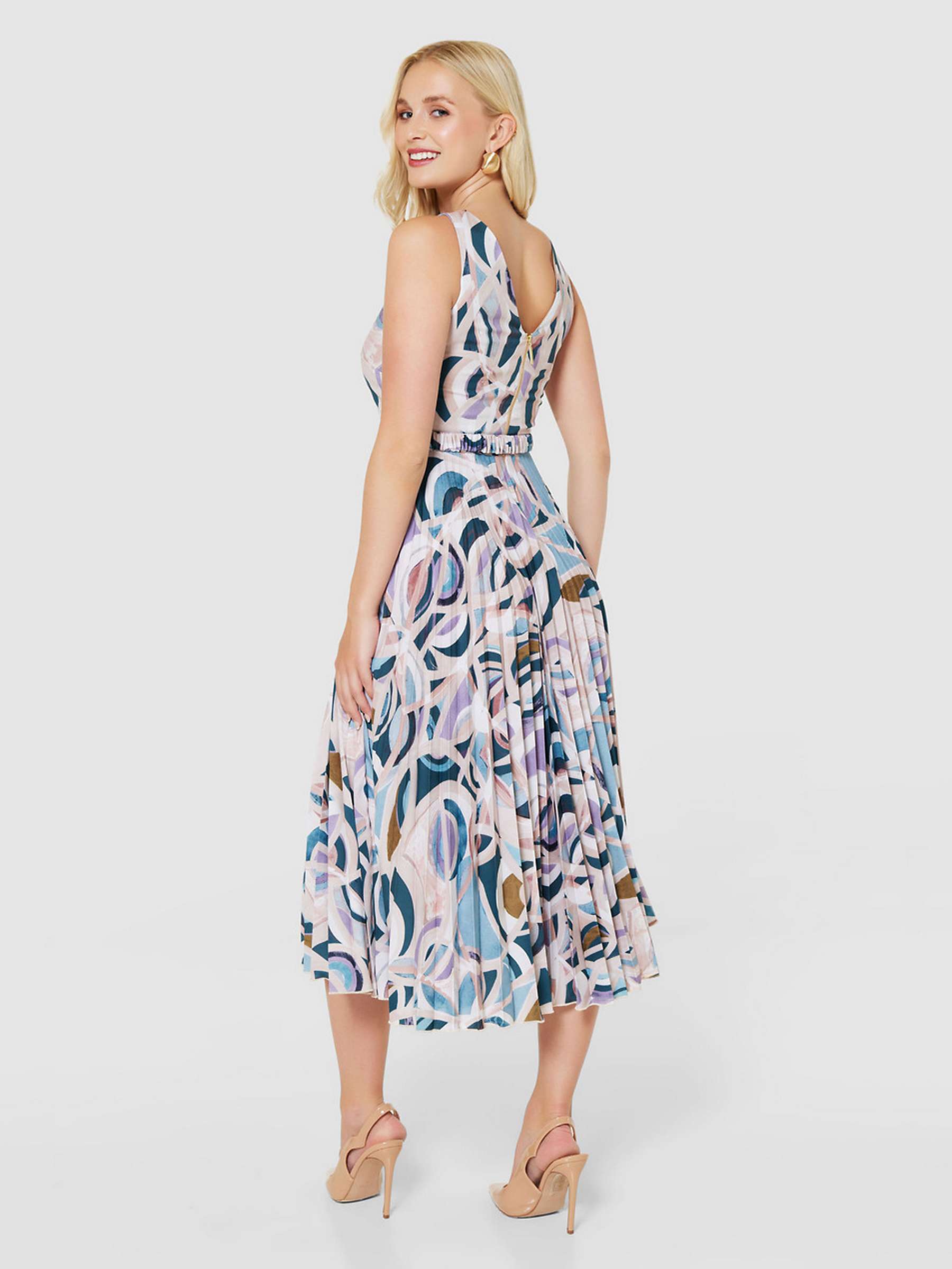 Buy Closet London Pleated Midi Dress, Blush/Multi Online at johnlewis.com