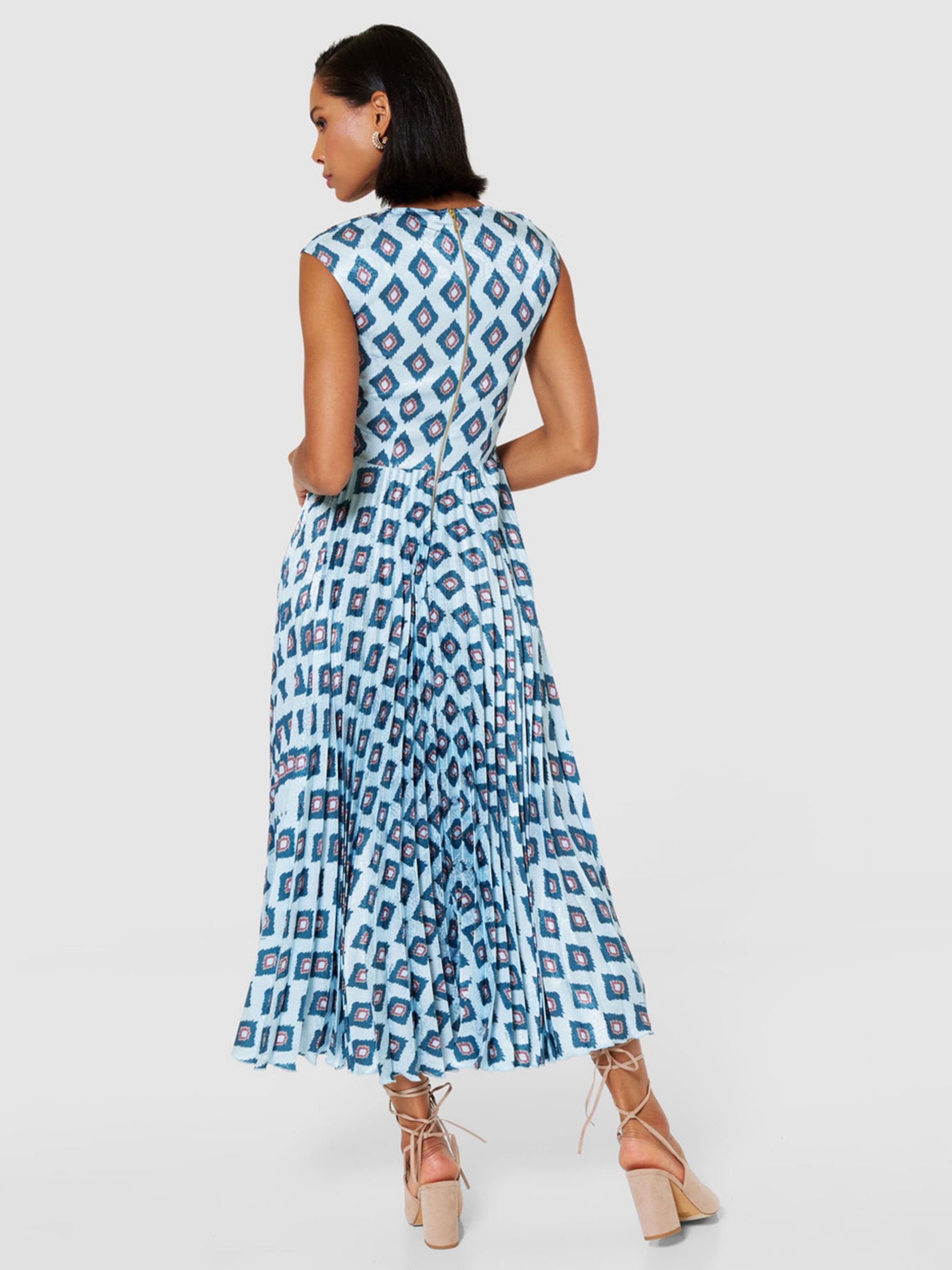 Closet London V-Neck Pleated Midi Dress, Baby Blue at John Lewis & Partners