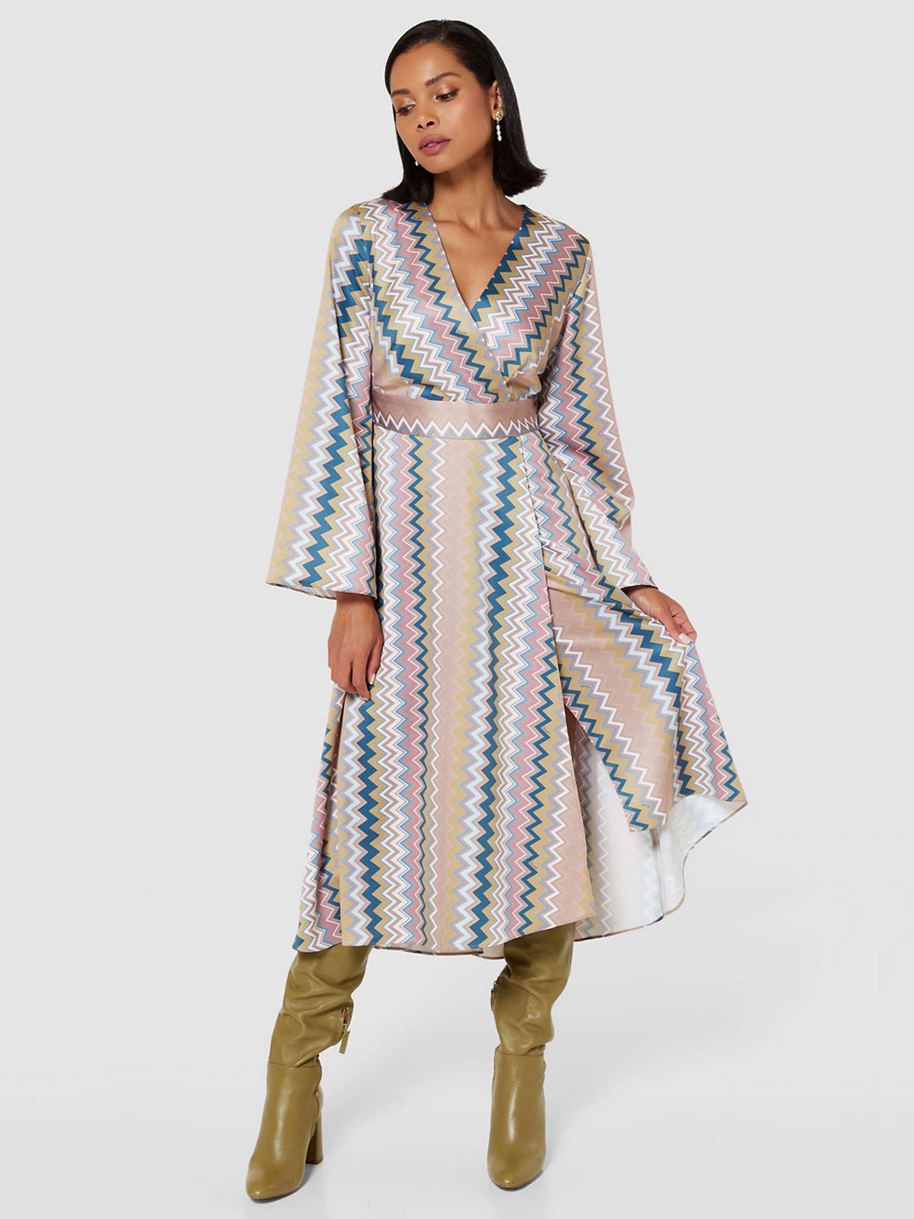 Buy Closet London Wrap Midi Dress, Sand/Multi Online at johnlewis.com