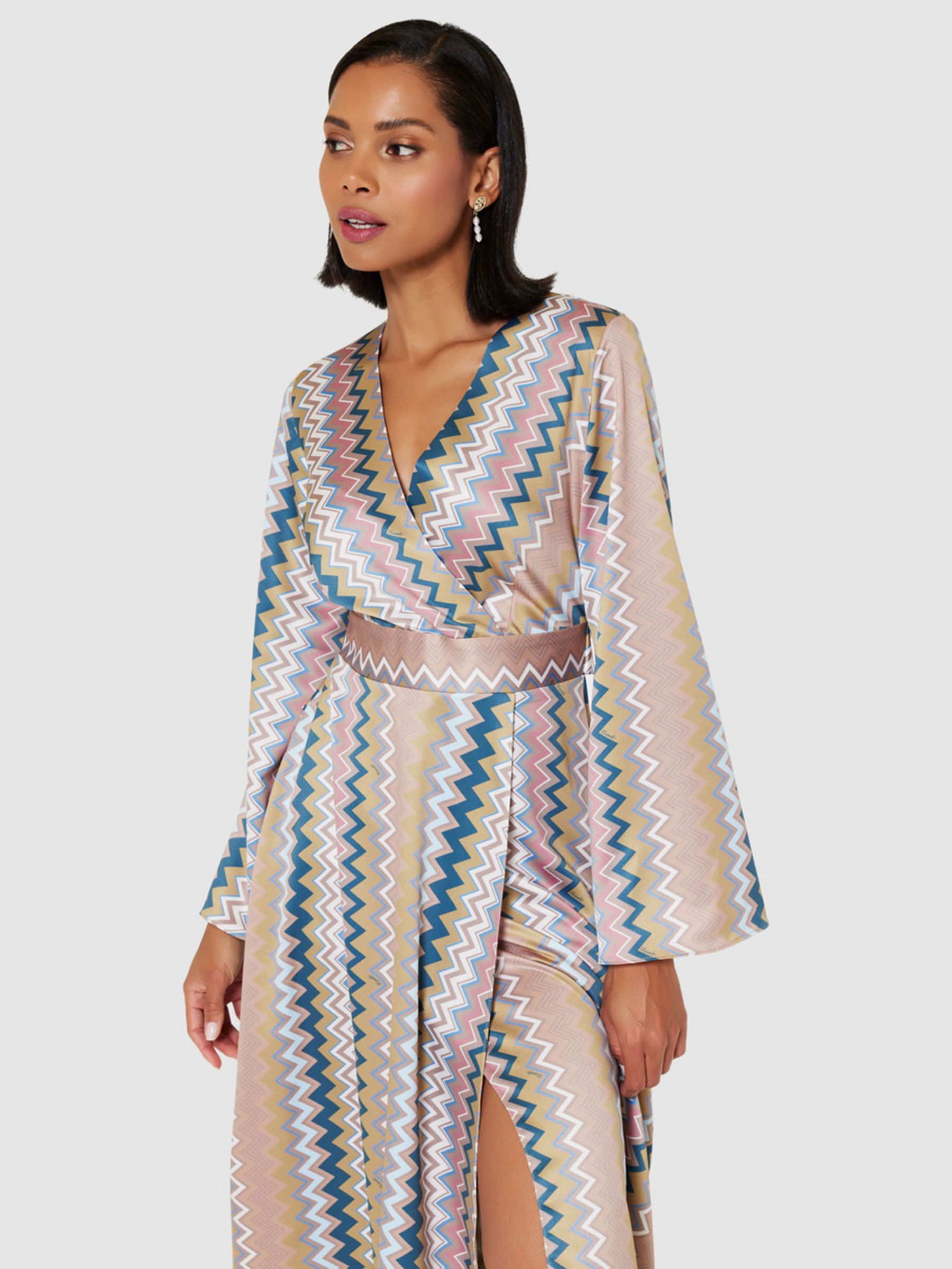 Buy Closet London Wrap Midi Dress, Sand/Multi Online at johnlewis.com
