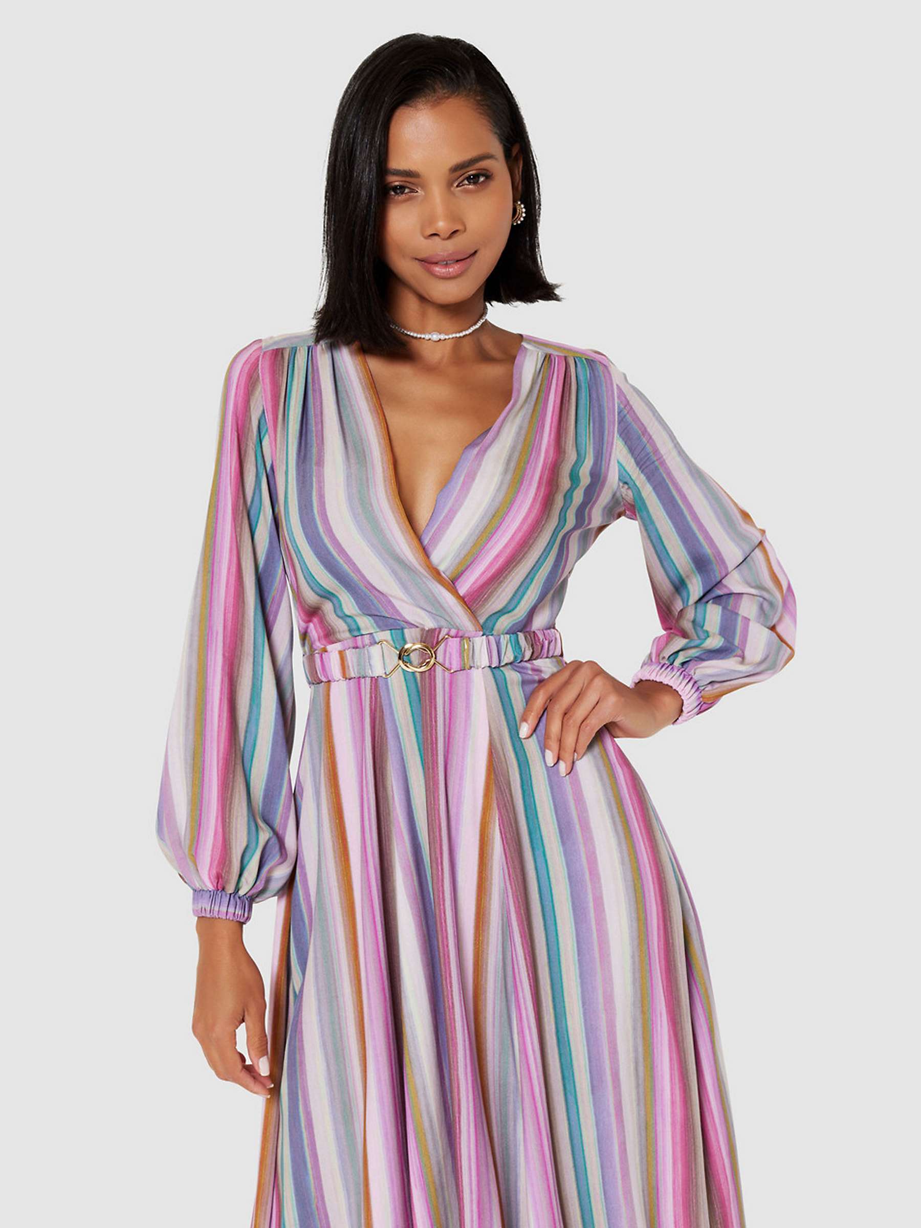 Buy Closet London Stripe Wrap Dress, Pink/Multi Online at johnlewis.com