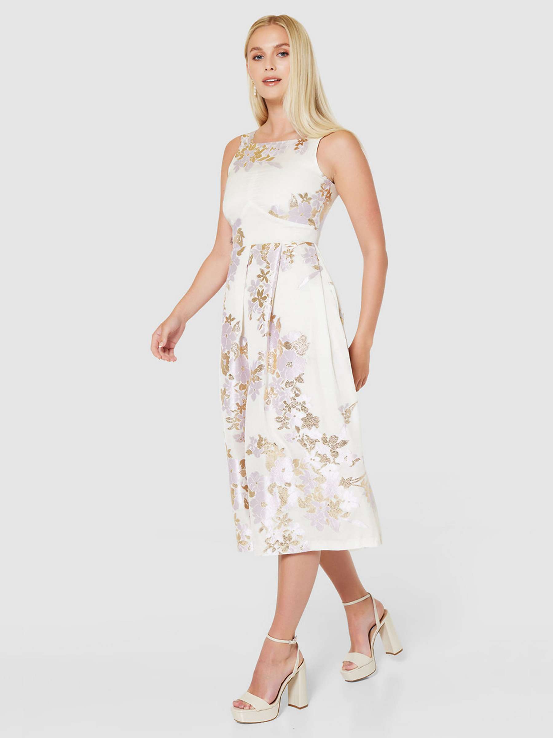 Buy Closet London A-Line Jacquard Print Midi Dress, Lilac Online at johnlewis.com
