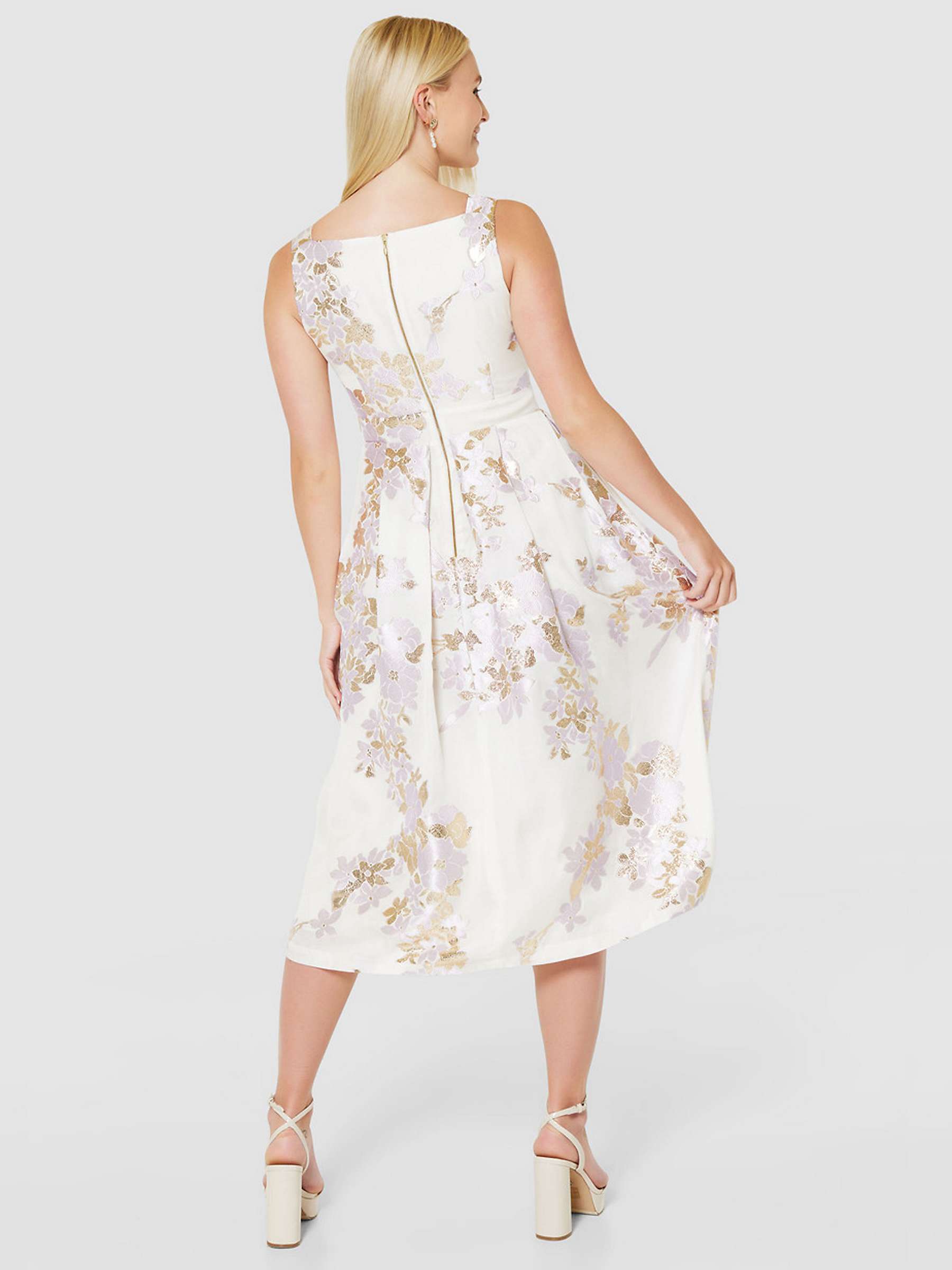 Buy Closet London A-Line Jacquard Print Midi Dress, Lilac Online at johnlewis.com