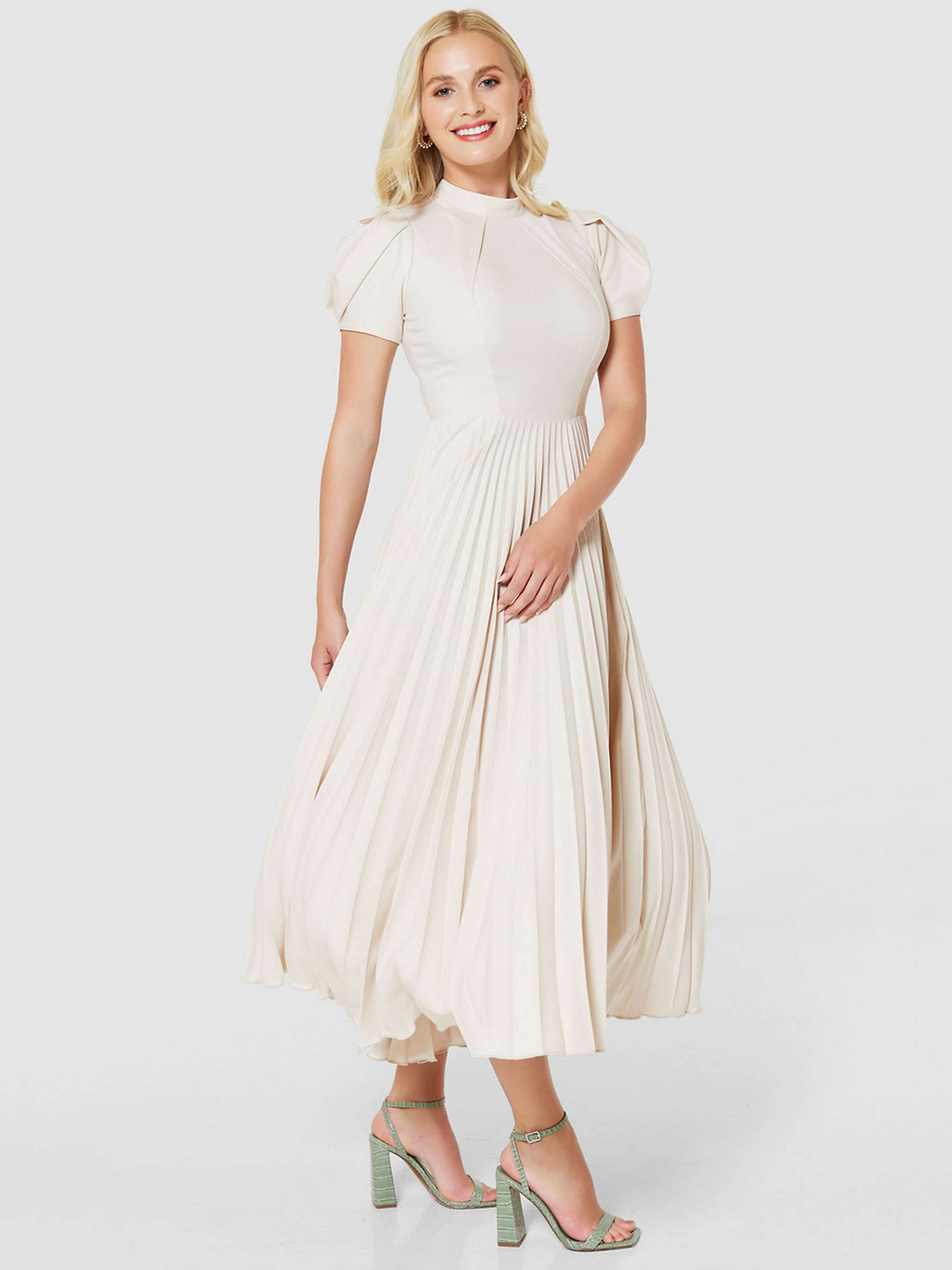 Buy Closet London Pleated Midi Dress, Cream Online at johnlewis.com