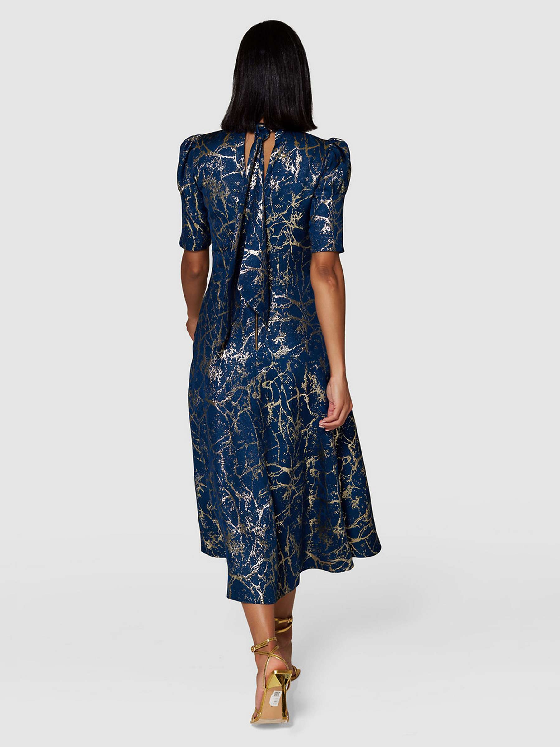 Buy Closet London A-Line Midi Dress, Navy/Gold Online at johnlewis.com