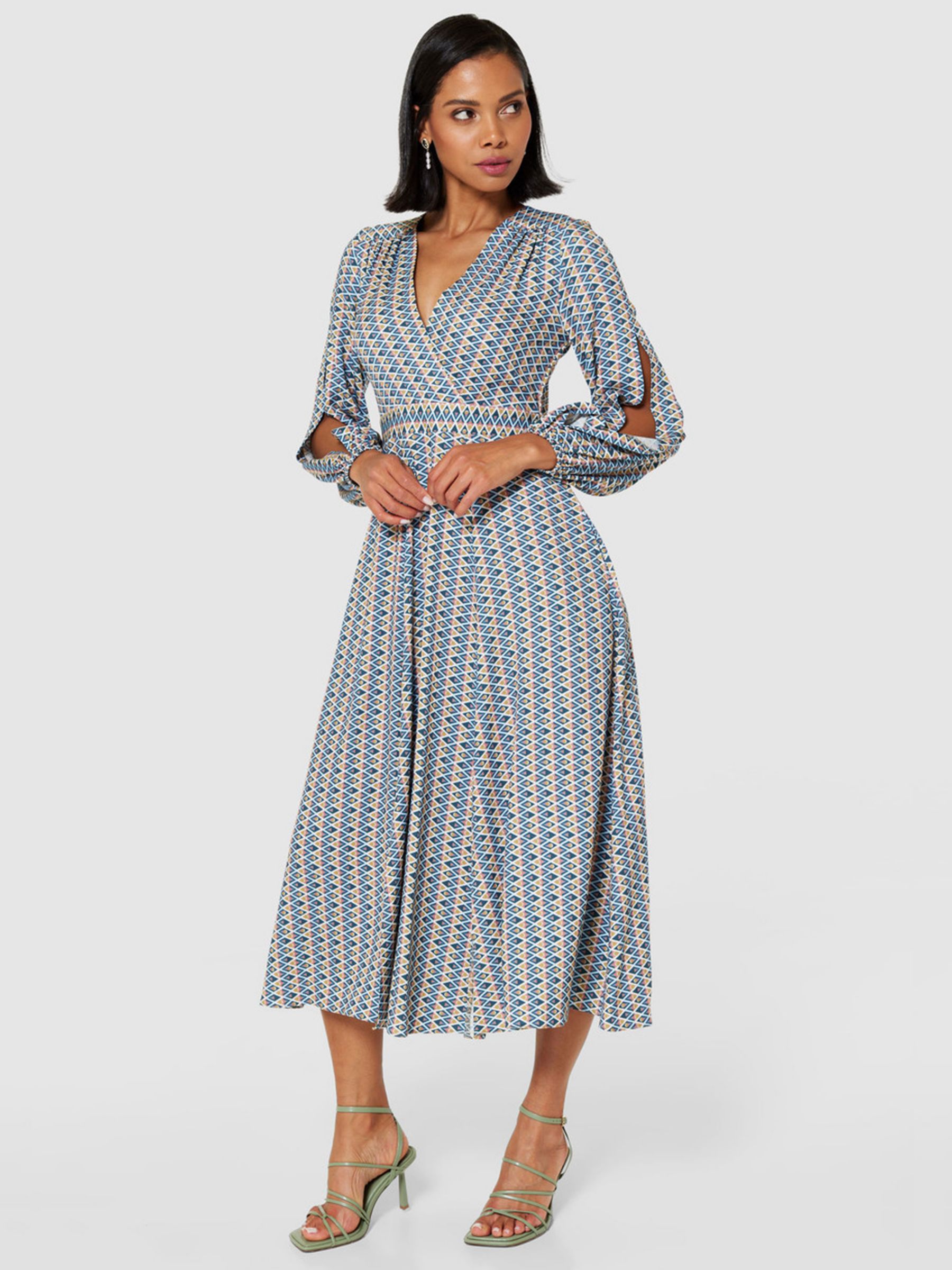 Buy Closet London Wrap Midi Dress, Navy/Multi Online at johnlewis.com