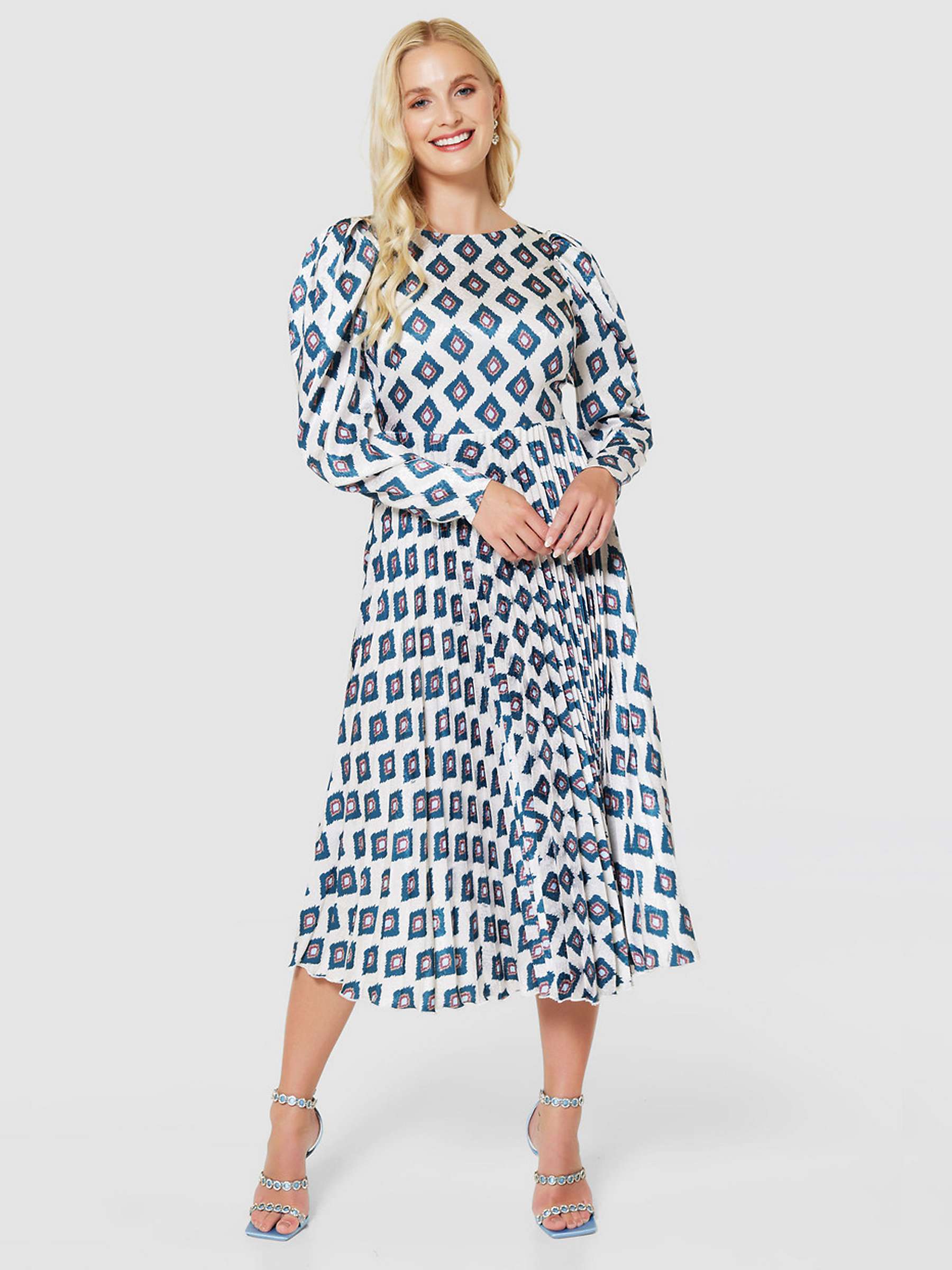 Buy Closet London Print Pleated Dress, Ivory/Multi Online at johnlewis.com
