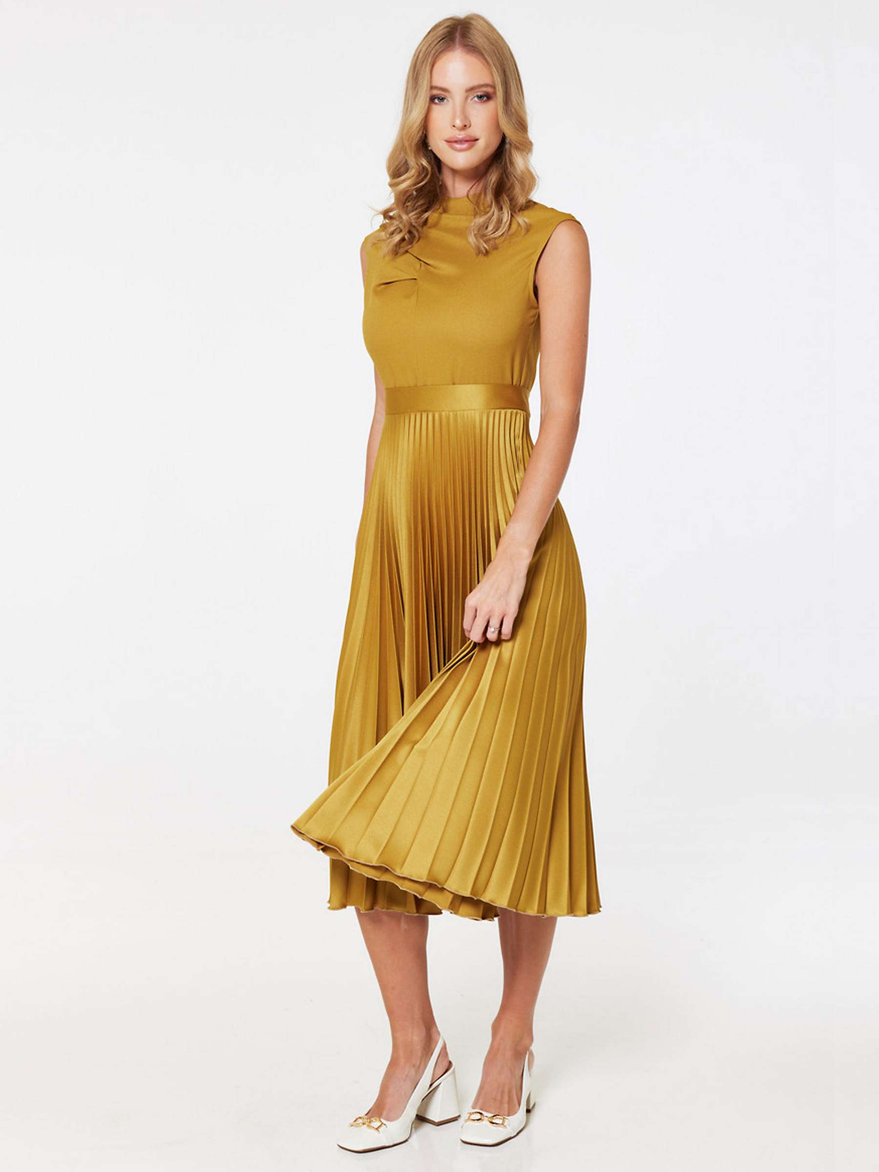 Buy Closet London Pleated Midi Dress, Gold Online at johnlewis.com