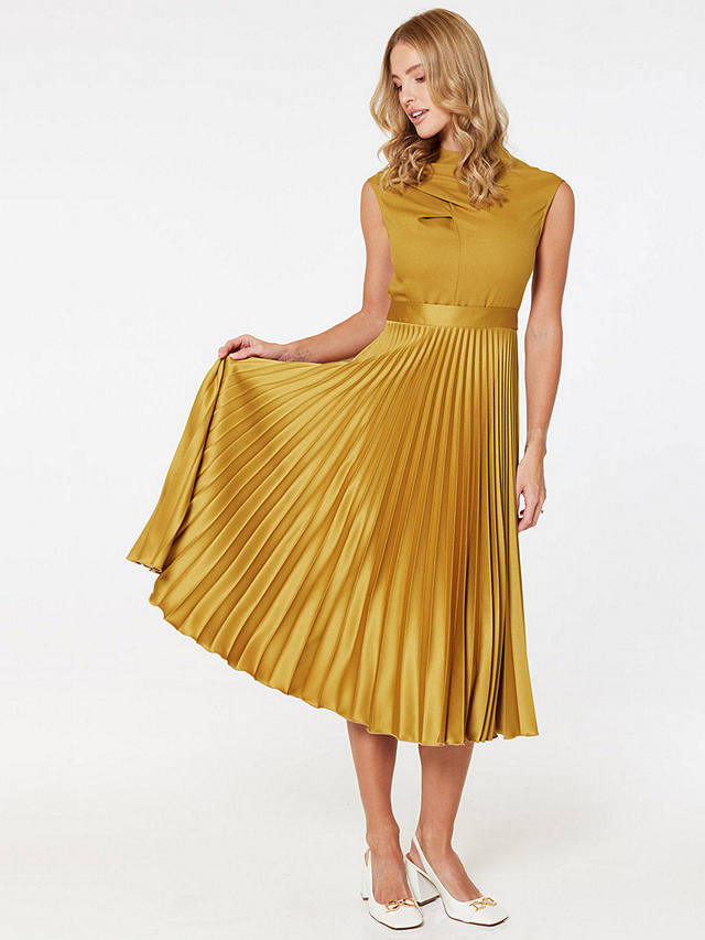 Closet London Pleated Midi Dress, Gold