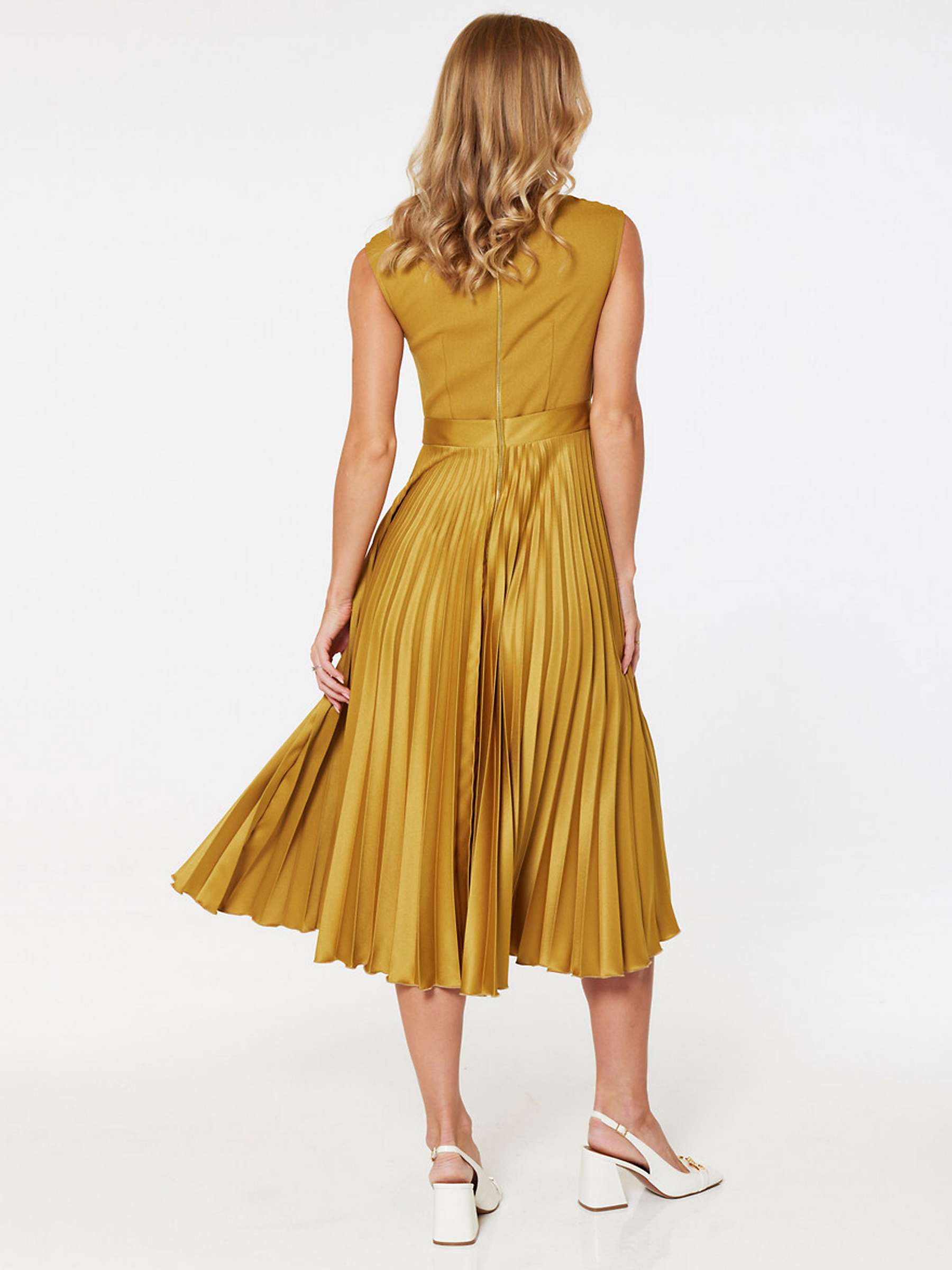 Buy Closet London Pleated Midi Dress, Gold Online at johnlewis.com