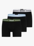 BOSS Logo Waist Cotton Stretch Trunks, Pack of 3, Black/Multi, Black/Multi