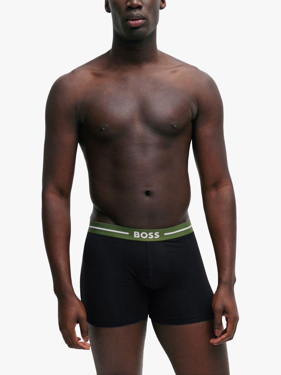 BOSS Logo Waist Cotton Stretch Trunks, Pack of 3, Black/Multi, XL