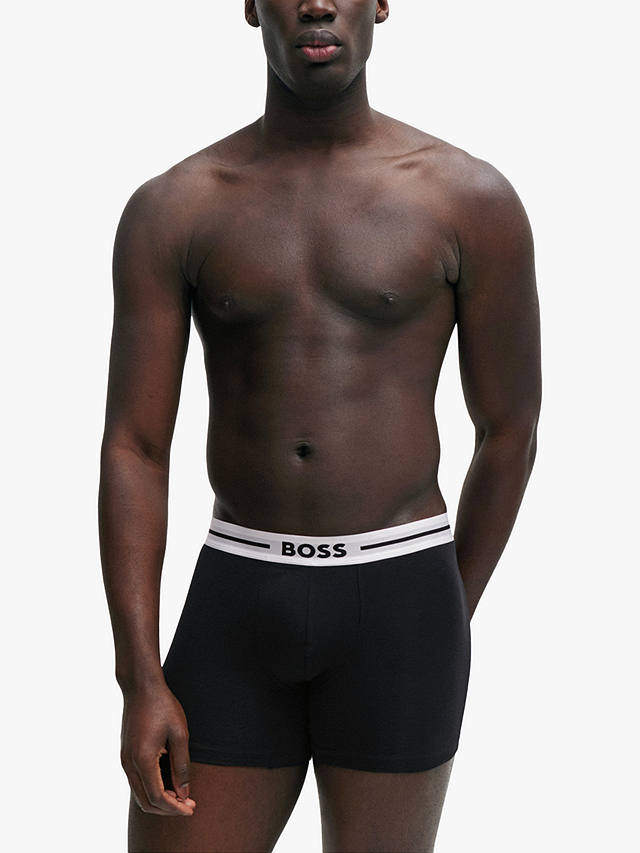 BOSS Logo Waist Cotton Stretch Trunks, Pack of 3, Black/Multi
