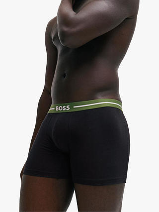 BOSS Logo Waist Cotton Stretch Trunks, Pack of 3, Black/Multi