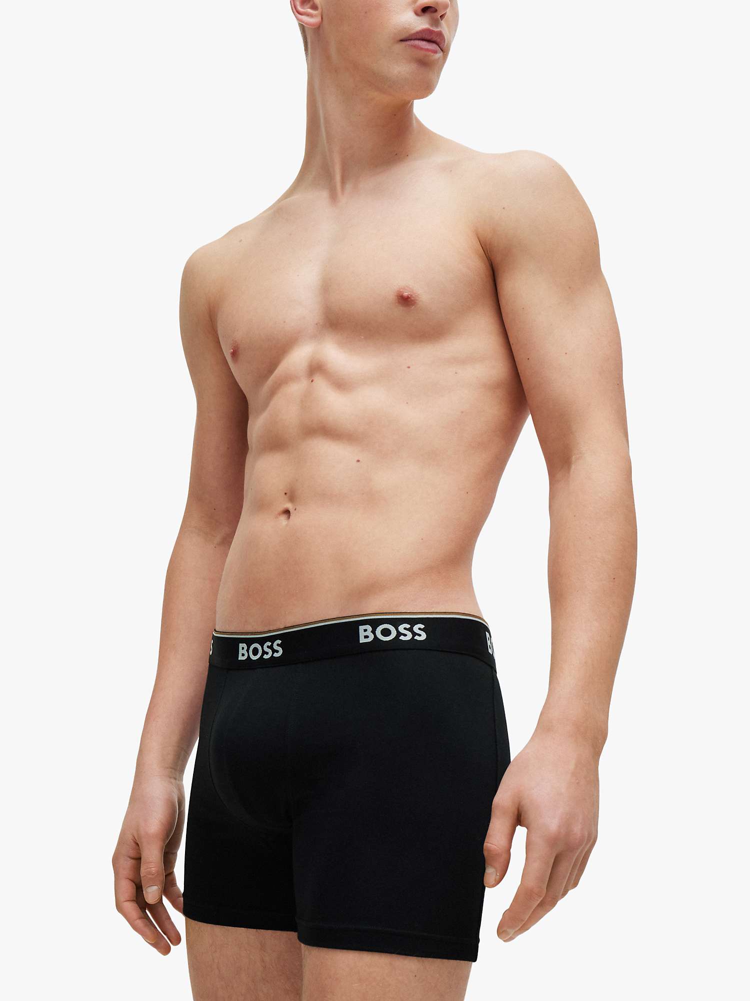 Buy BOSS Logo Waist Cotton Stretch Boxer Shorts, Pack of 3, Beige/Multi Online at johnlewis.com