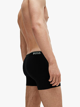 BOSS Logo Waist Cotton Stretch Boxer Shorts, Pack of 3, Beige/Multi