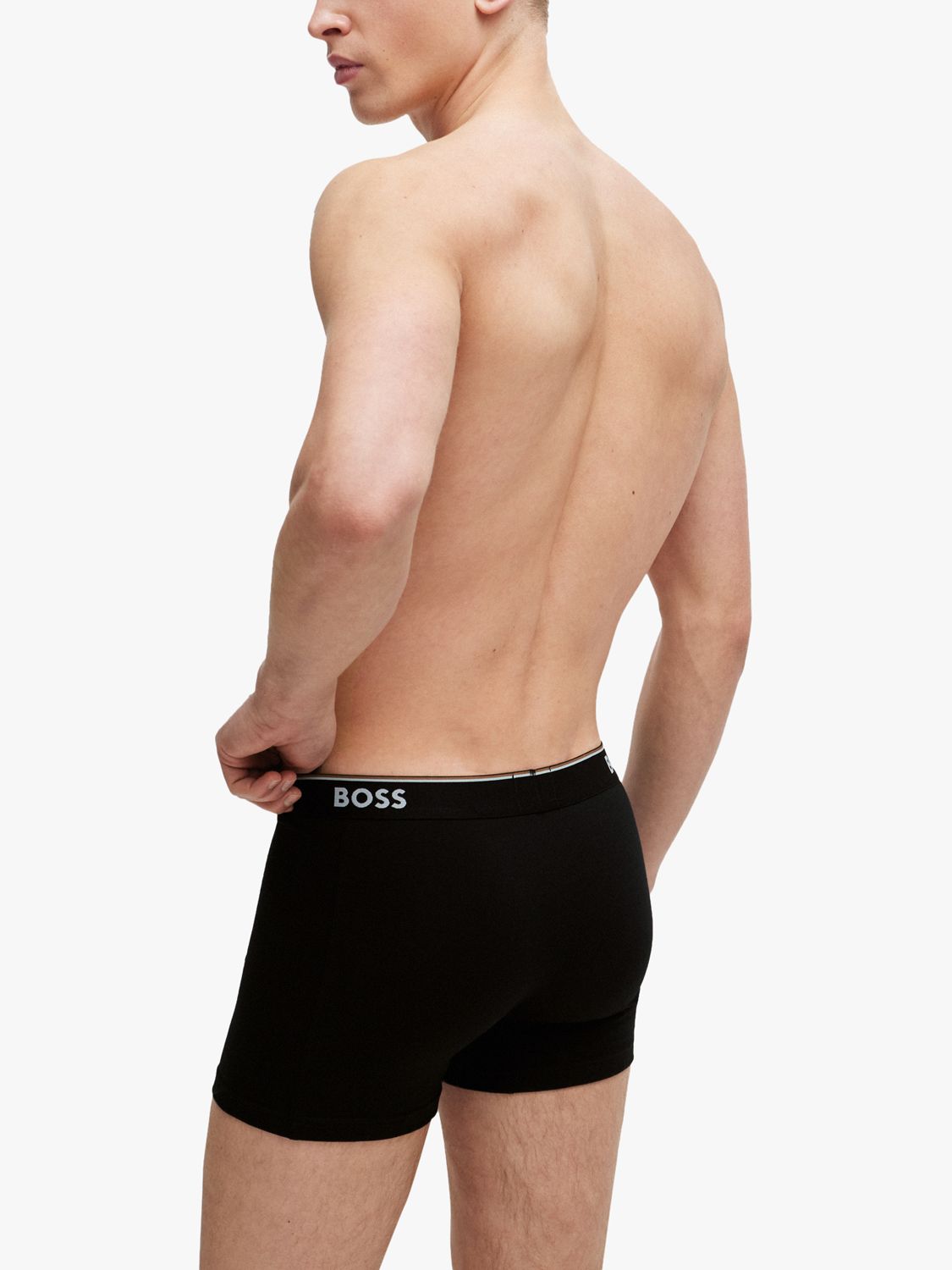 BOSS Logo Waist Cotton Stretch Boxer Shorts, Pack of 3, Beige/Multi, L