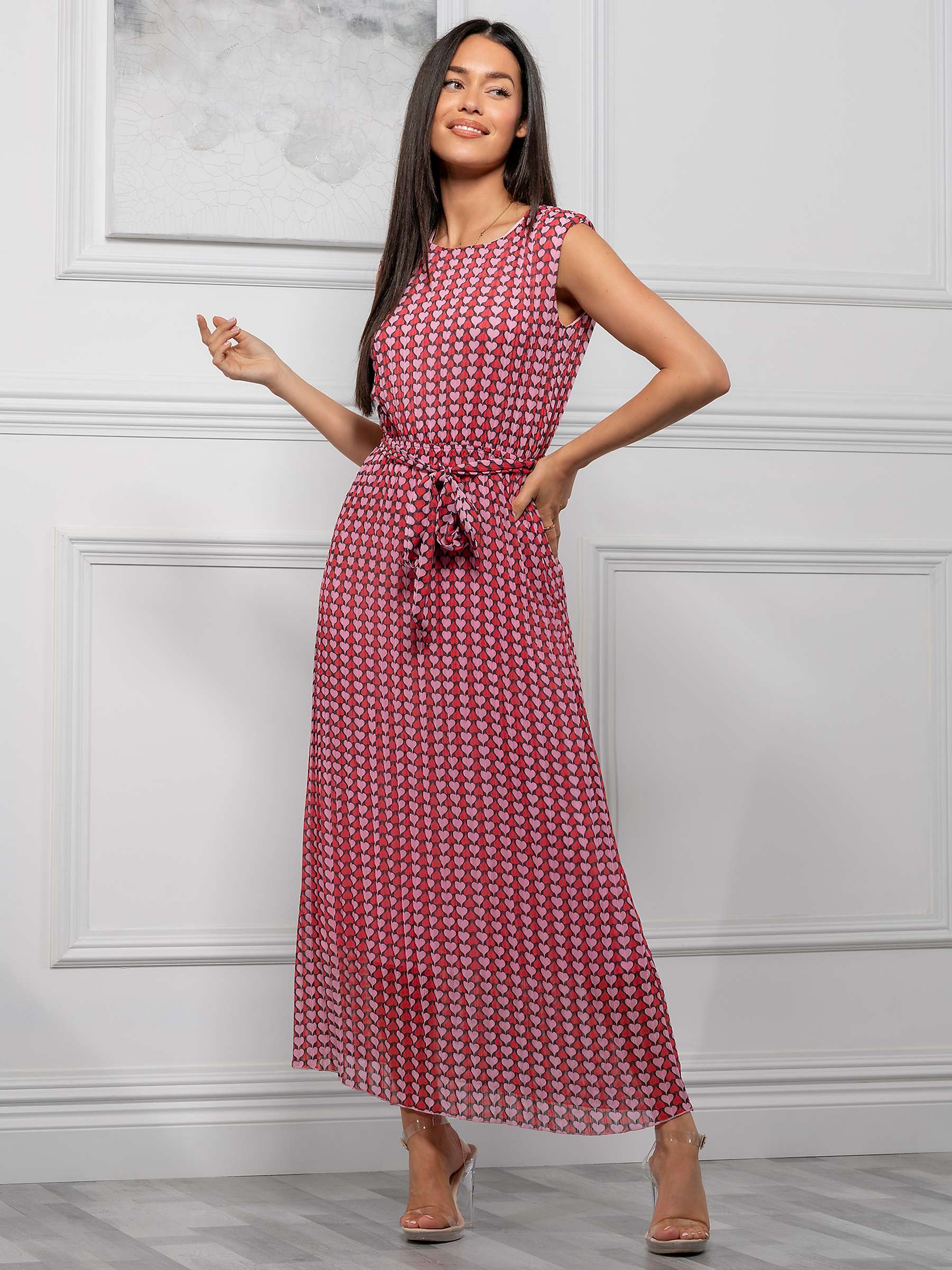 Buy Jolie Moi Heart Print Tie Waist Maxi Dress, Pink/Multi Online at johnlewis.com
