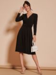 Jolie Moi Pleated Jersey Dress, Black