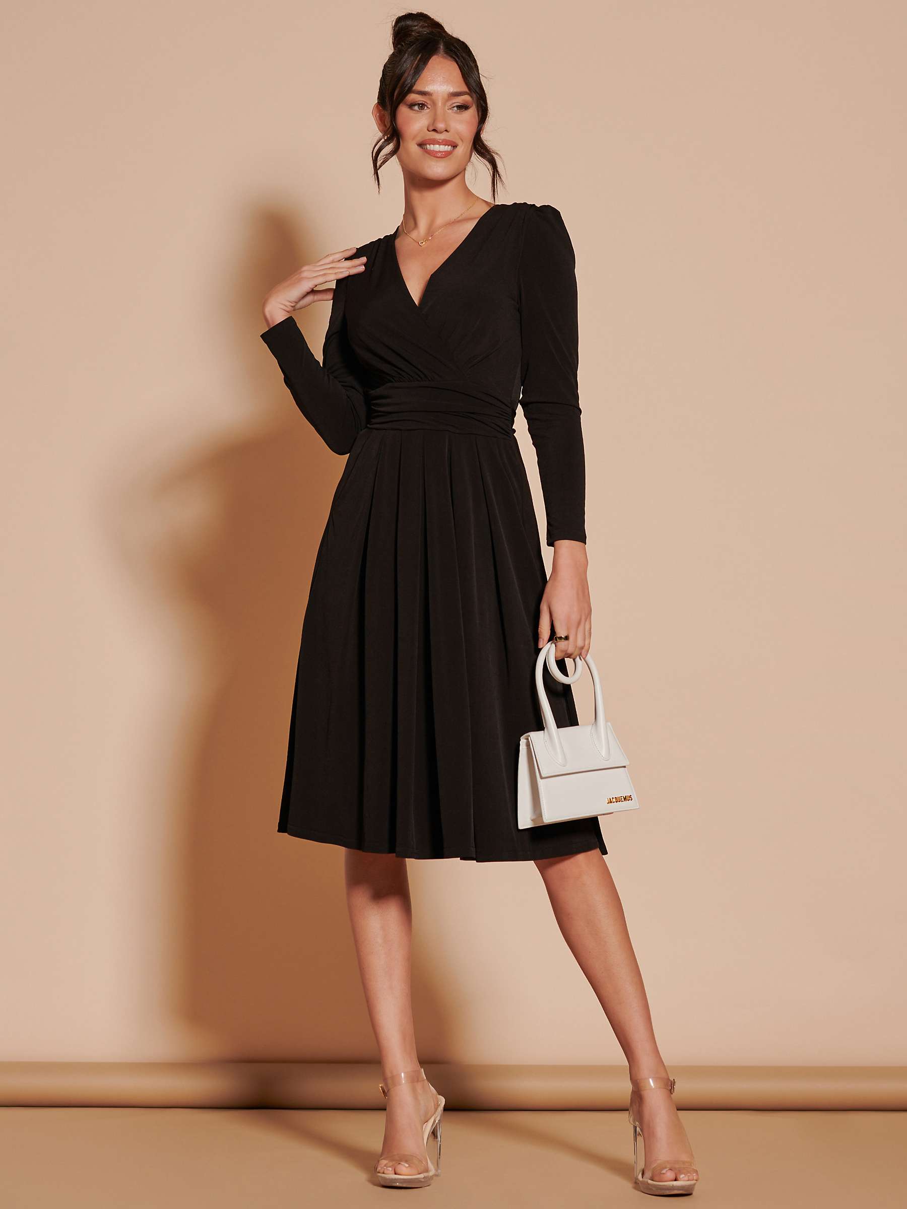 Buy Jolie Moi Pleated Jersey Dress, Black Online at johnlewis.com