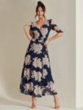 Jolie Moi Daliyah Mesh Maxi Dress, Navy Floral