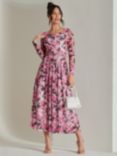 Jolie Moi Abstract Mesh Maxi Dress, Pink/Multi