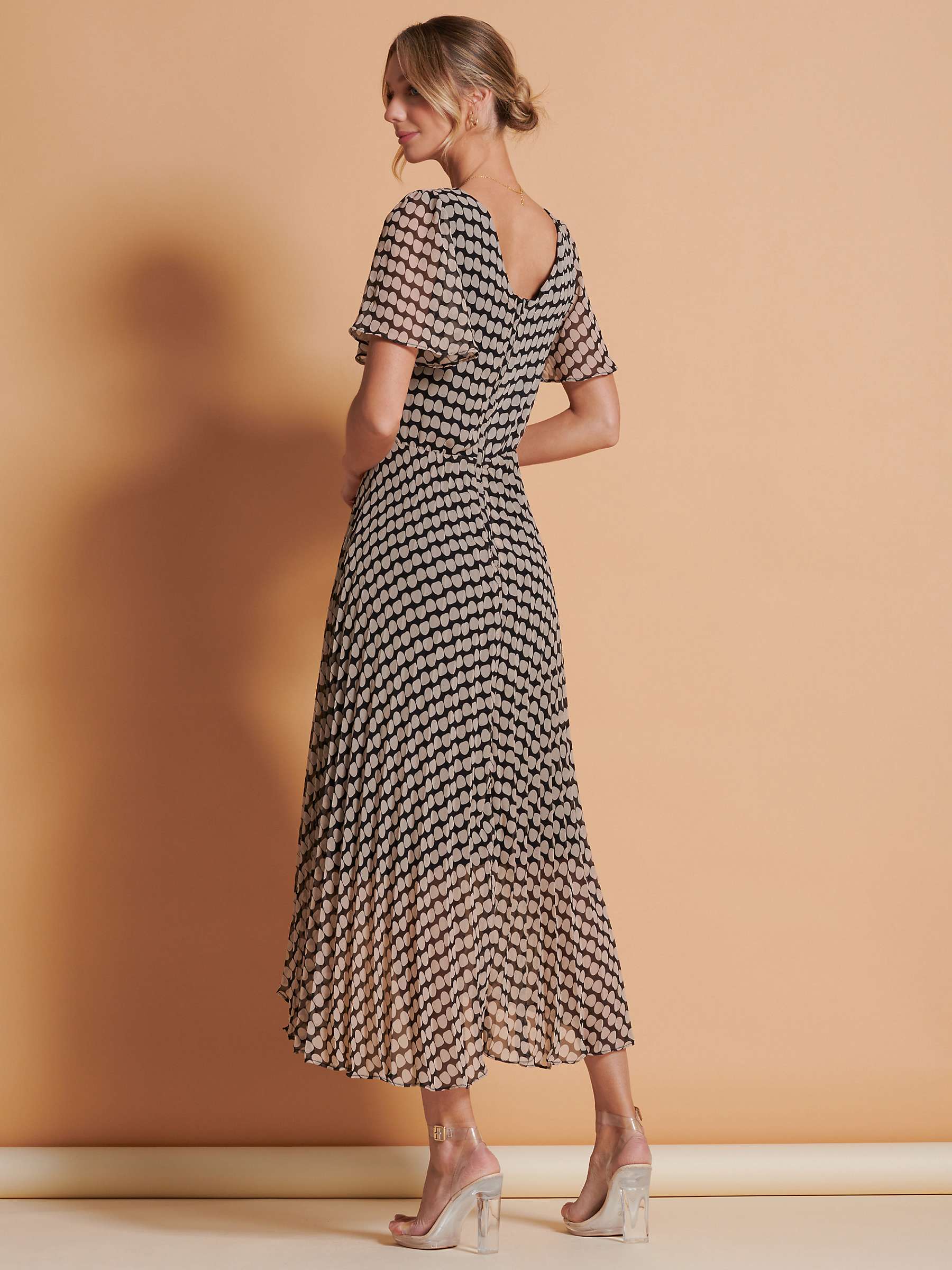 Buy Jolie Moi Geometric Print Chiffon Midi Dress, Stone/Black Online at johnlewis.com