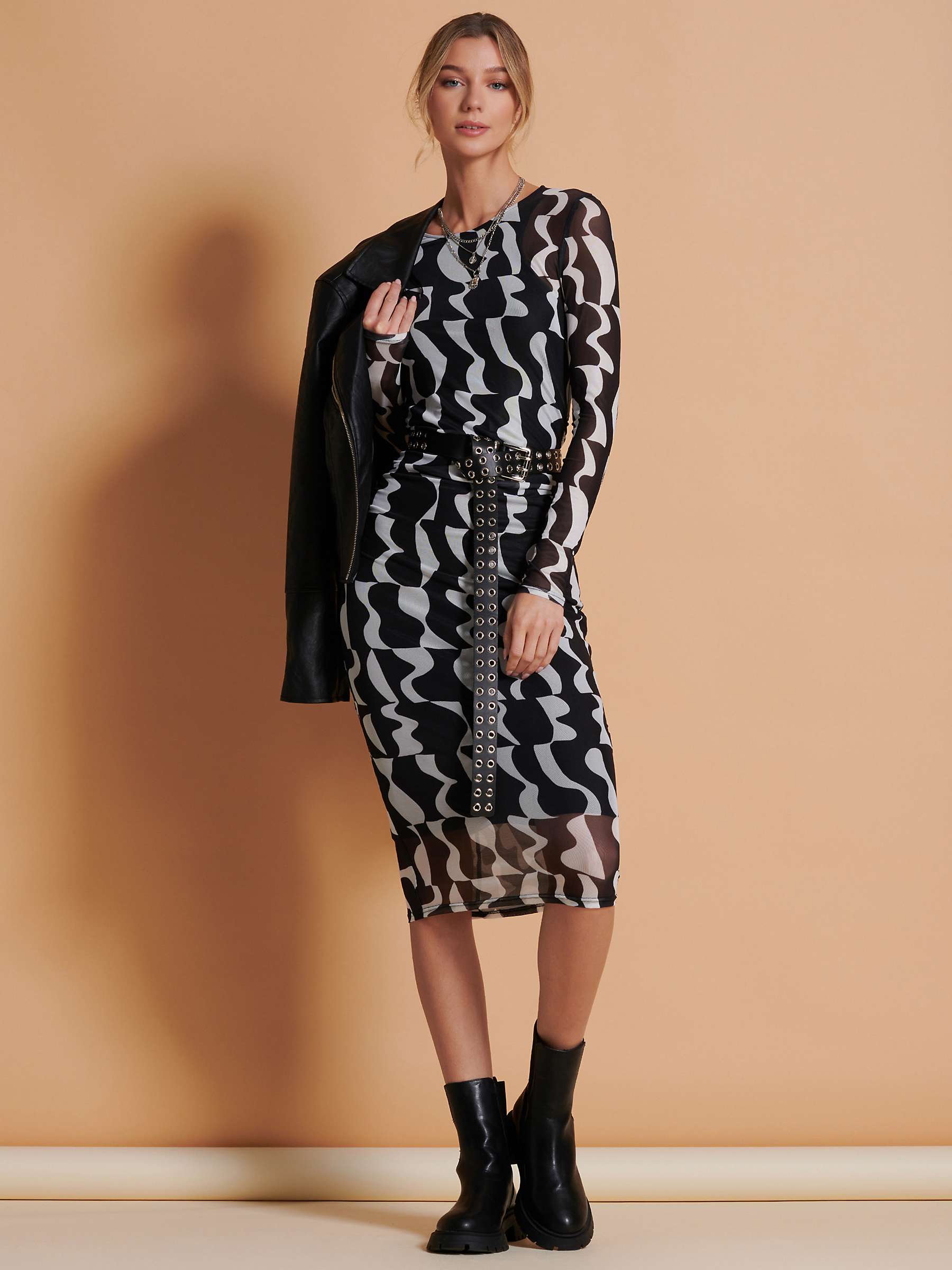 Buy Jolie Moi Mesh Bodycon Midi Dress, Black Online at johnlewis.com