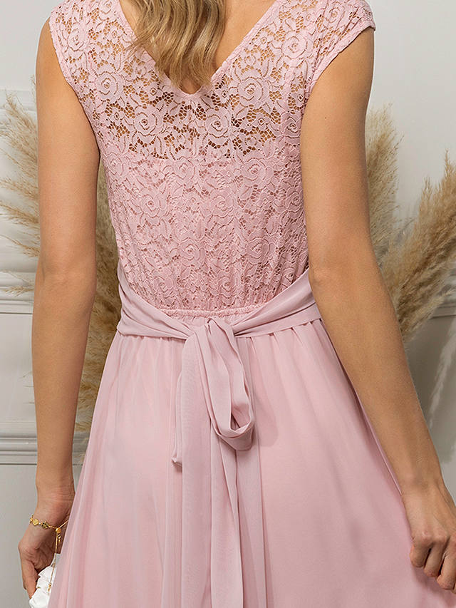 Jolie Moi Chiffon Lace Maxi Dress, Light Pink