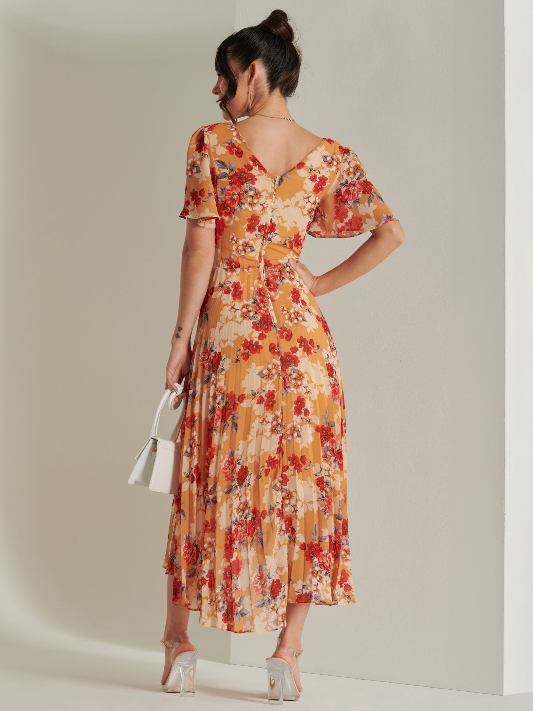 Buy Jolie Moi Pleated Chiffon Maxi Dress, Red Floral Online at johnlewis.com