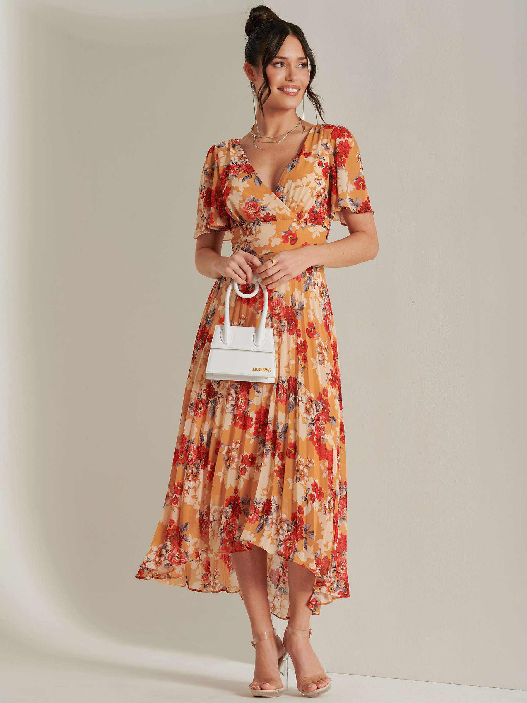 Buy Jolie Moi Pleated Chiffon Maxi Dress, Red Floral Online at johnlewis.com