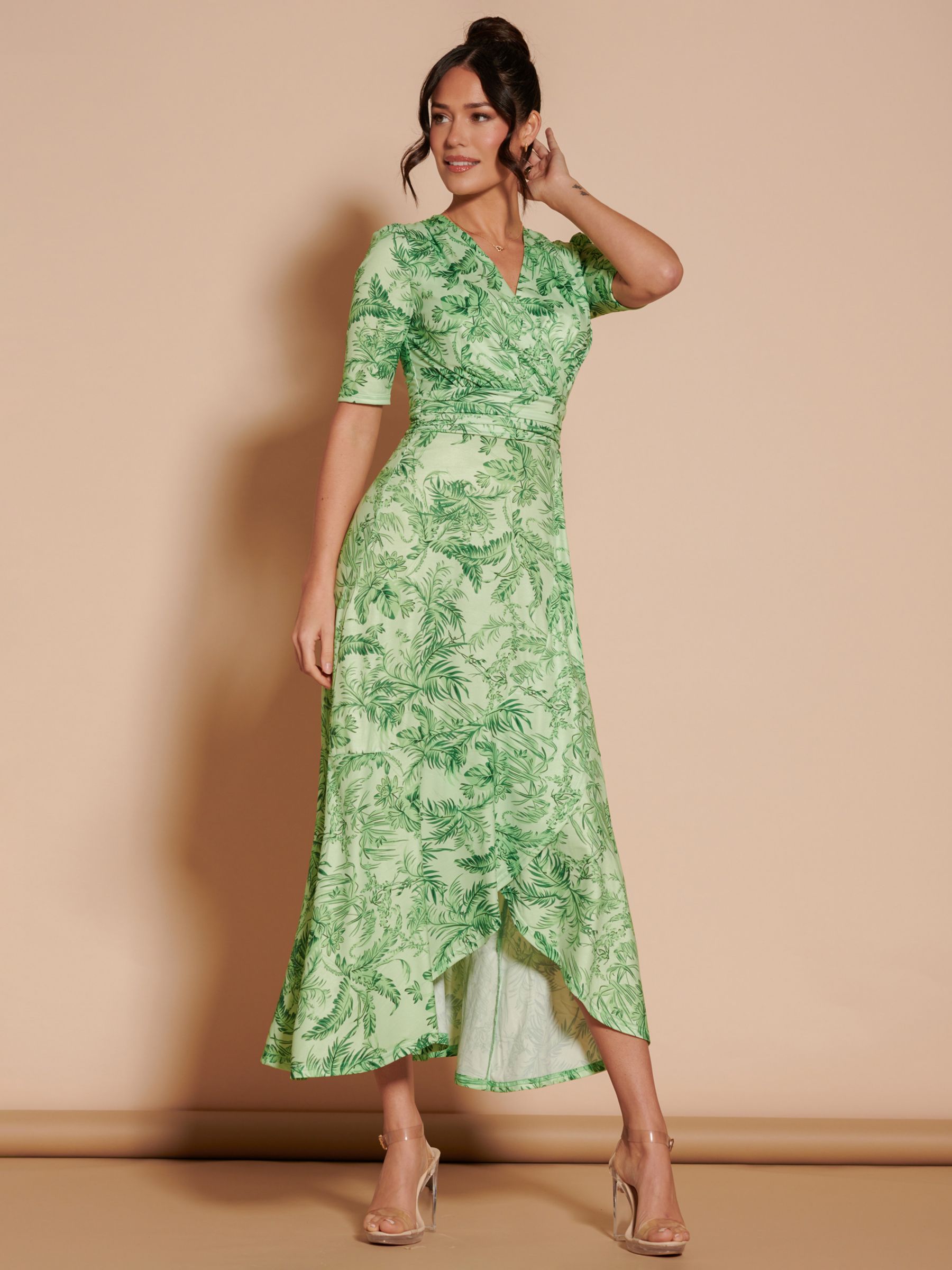 Buy Jolie Moi Ruffled Jersey Maxi Dress, Green Online at johnlewis.com