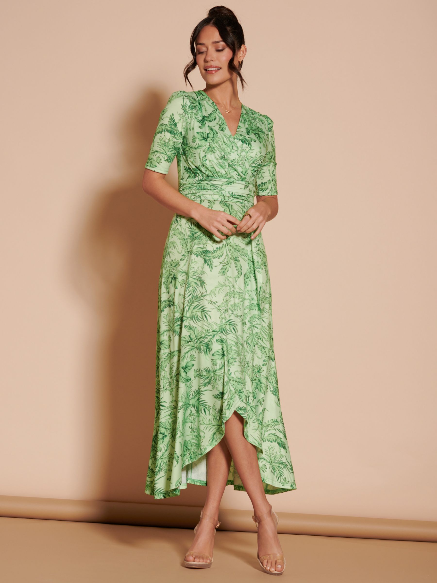 Buy Jolie Moi Ruffled Jersey Maxi Dress, Green Online at johnlewis.com