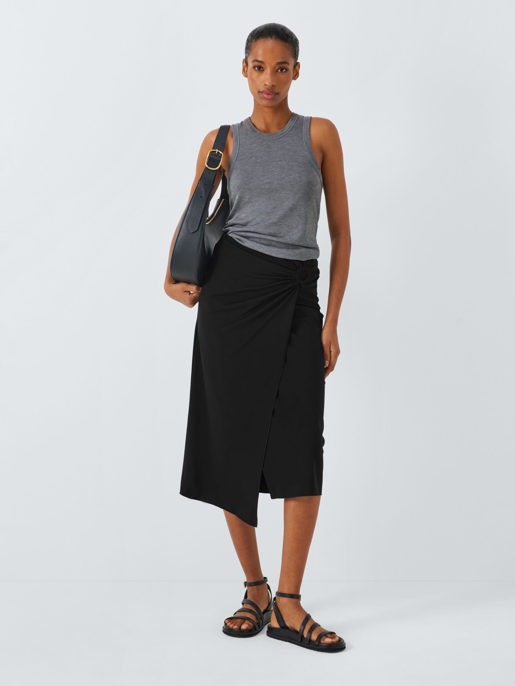 Buy Weekend MaxMara Samovar Wrap Midi Skirt, Black Online at johnlewis.com