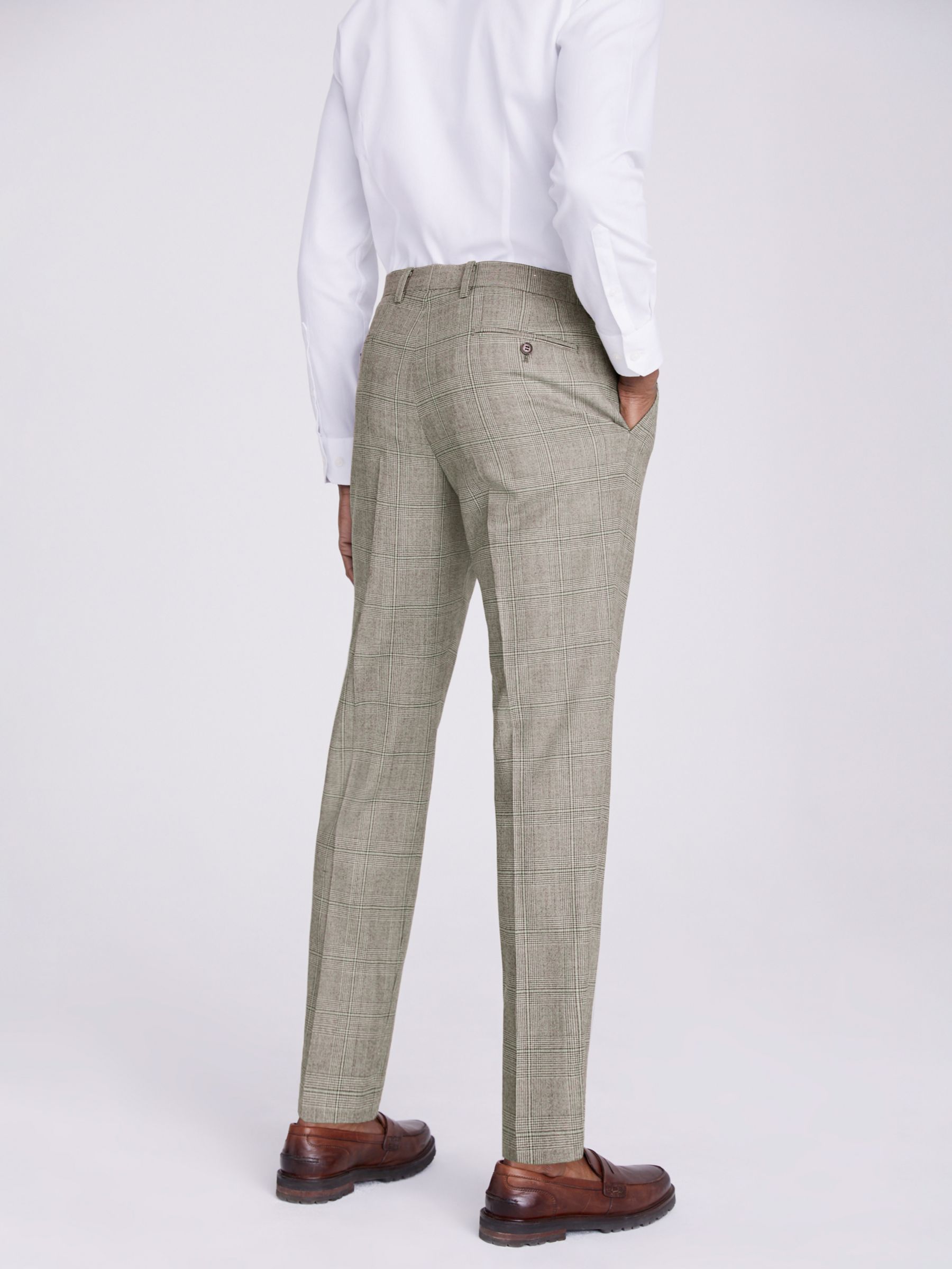 Buy Moss Tailored Fit Wool Blend Check Performance Suit Trousers, Beige Online at johnlewis.com