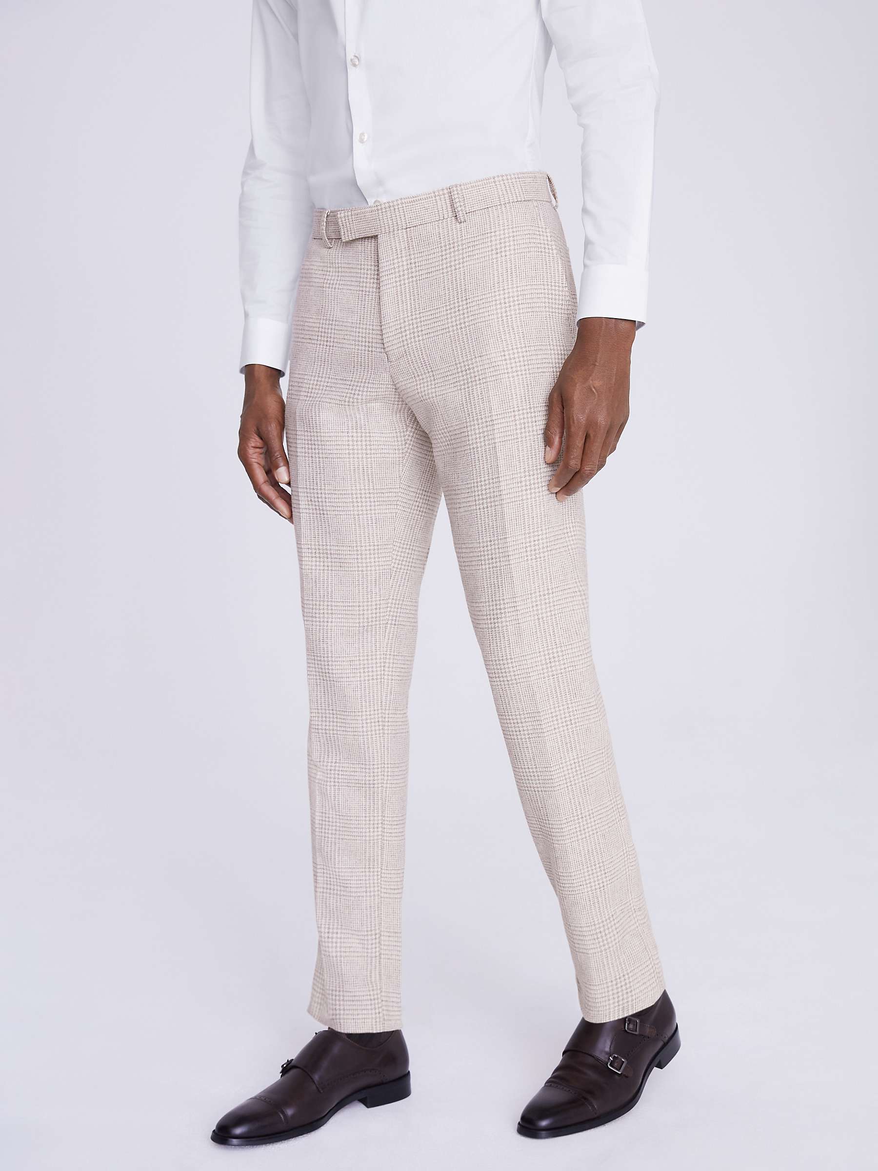 Buy Moss Slim Fit Wool Blend Checked Suit Trousers, Off White Online at johnlewis.com