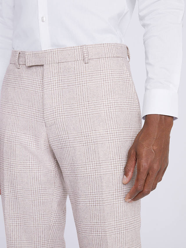 Moss Slim Fit Wool Blend Checked Suit Trousers, Off White