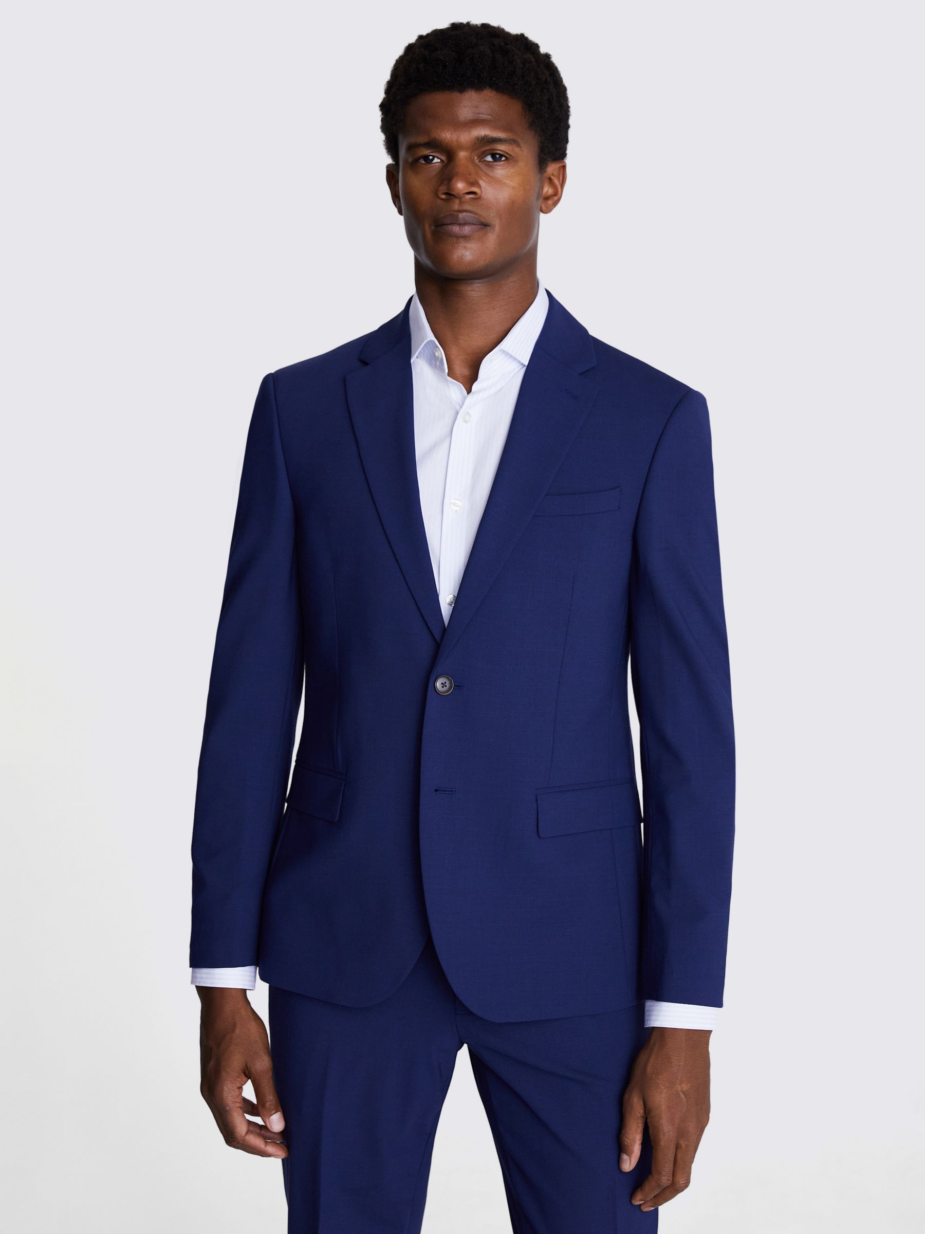 Moss x DKNY Wool Blend Slim Fit Suit Jacket, Bright Blue at John Lewis ...