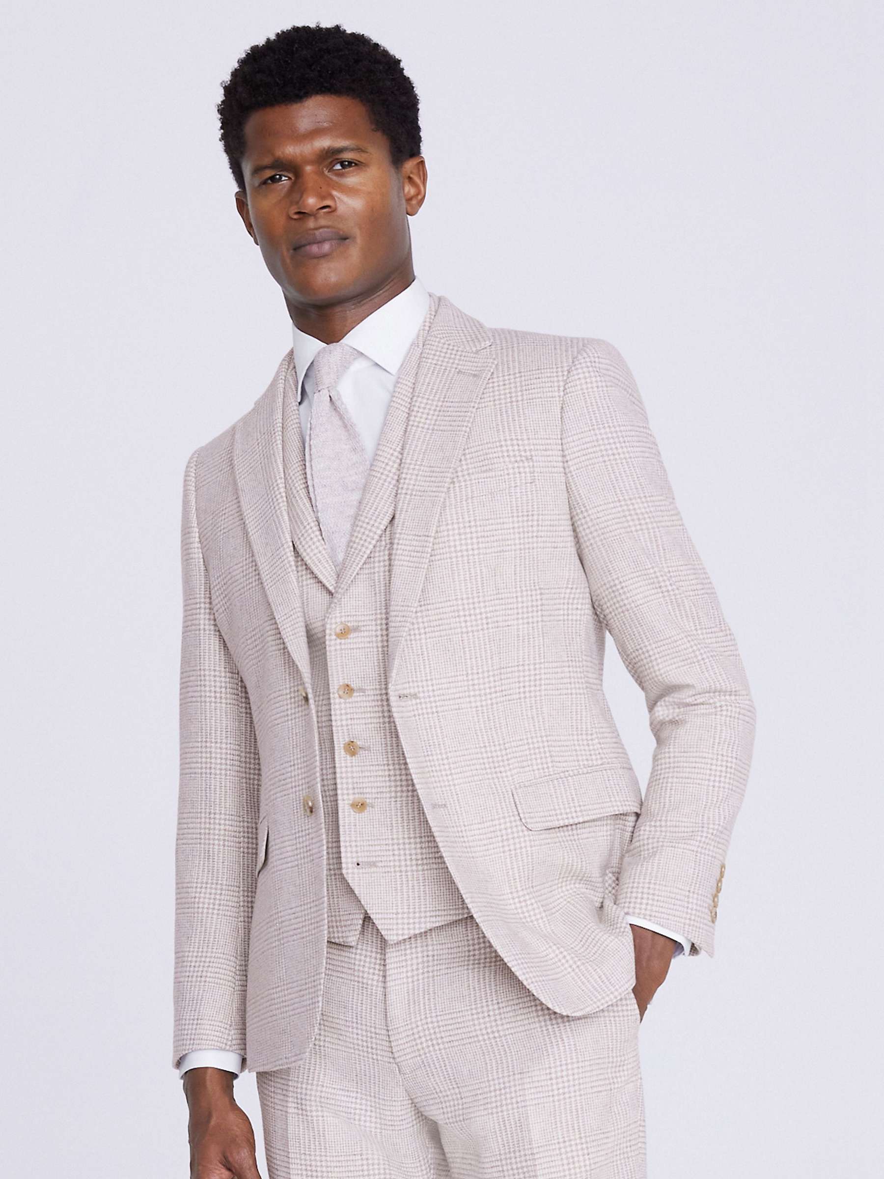Buy Moss Slim Fit Wool Blend Checked Suit Jacket, Off White Online at johnlewis.com