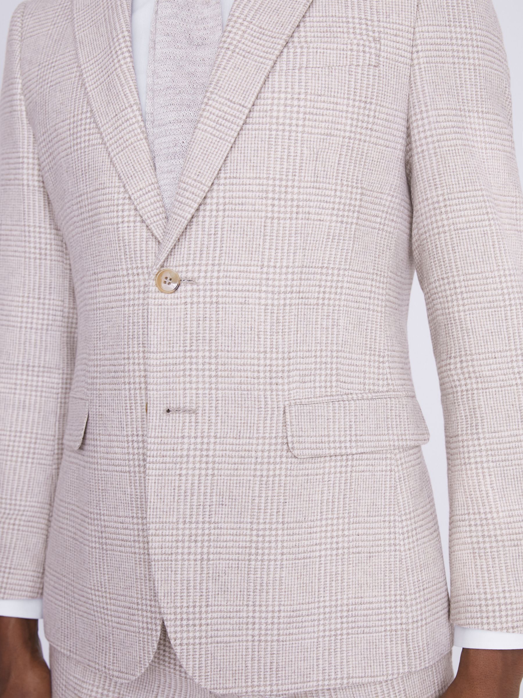 Buy Moss Slim Fit Wool Blend Checked Suit Jacket, Off White Online at johnlewis.com