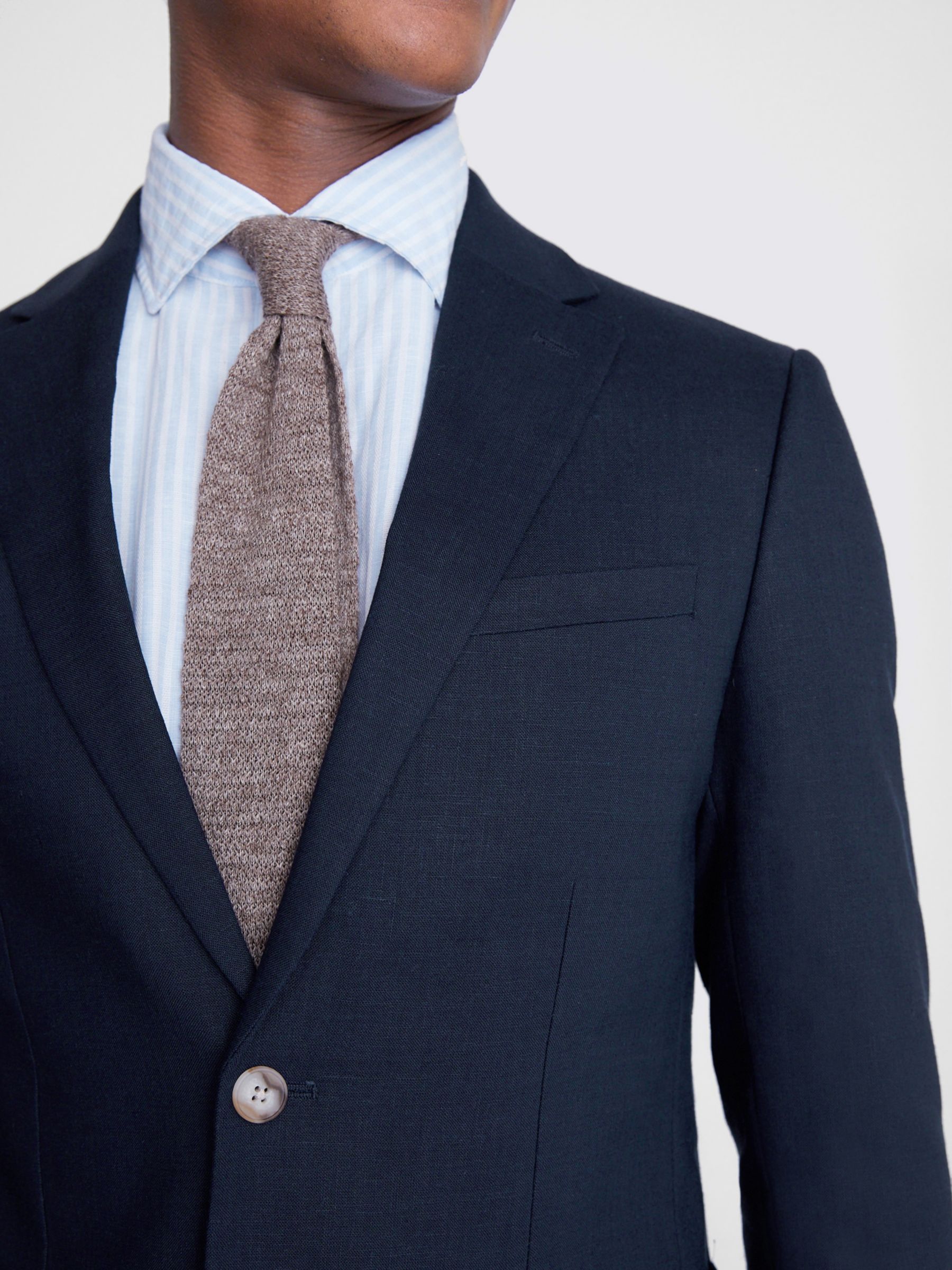 Buy Moss Slim Fit Matte Linen Suit Jacket, Blue Online at johnlewis.com