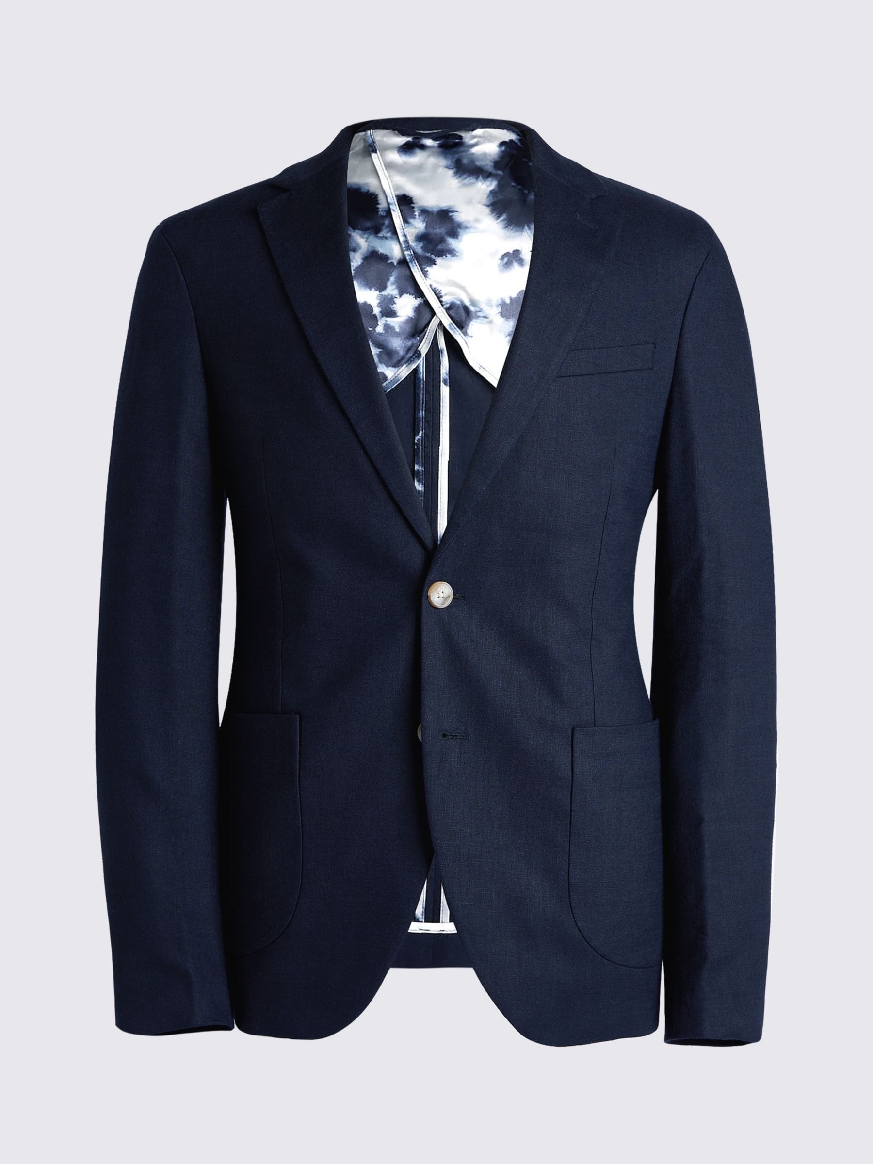 Moss Slim Fit Matte Linen Suit Jacket, Blue, 44S