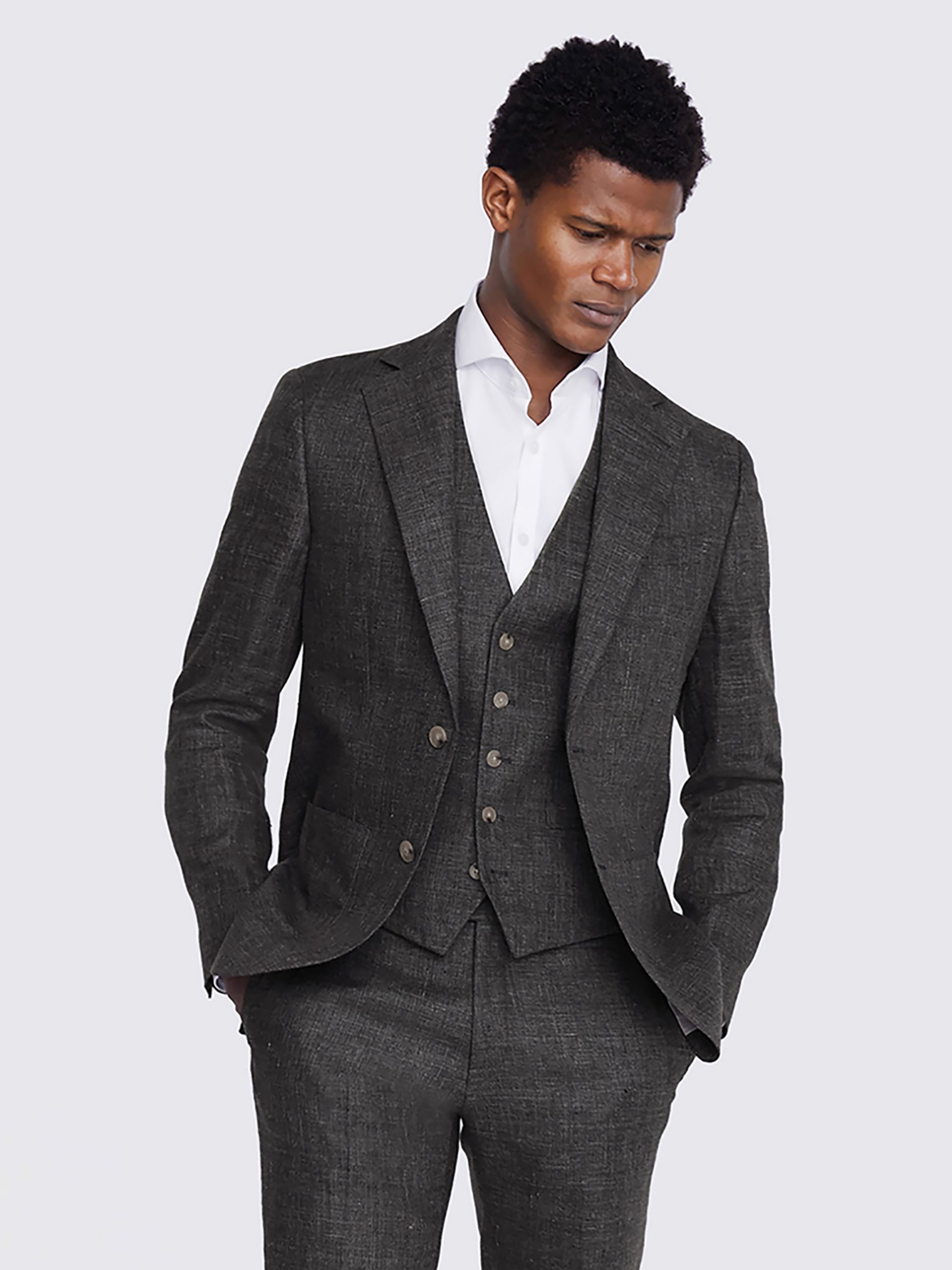 Moss Tailored Fit Linen Suit Jacket, Khaki at John Lewis & Partners