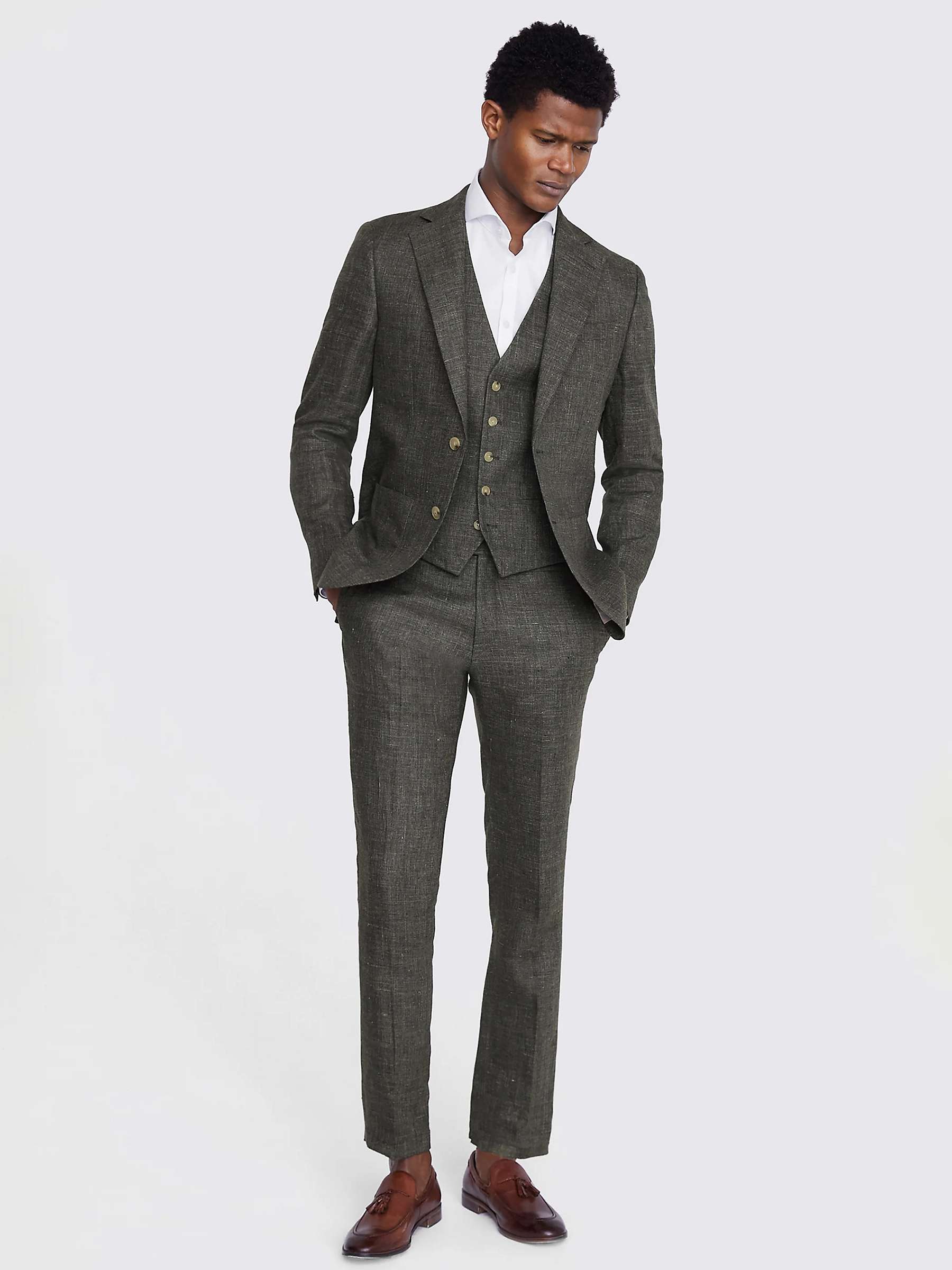 Buy Moss Tailored Fit Linen Suit Jacket, Khaki Online at johnlewis.com
