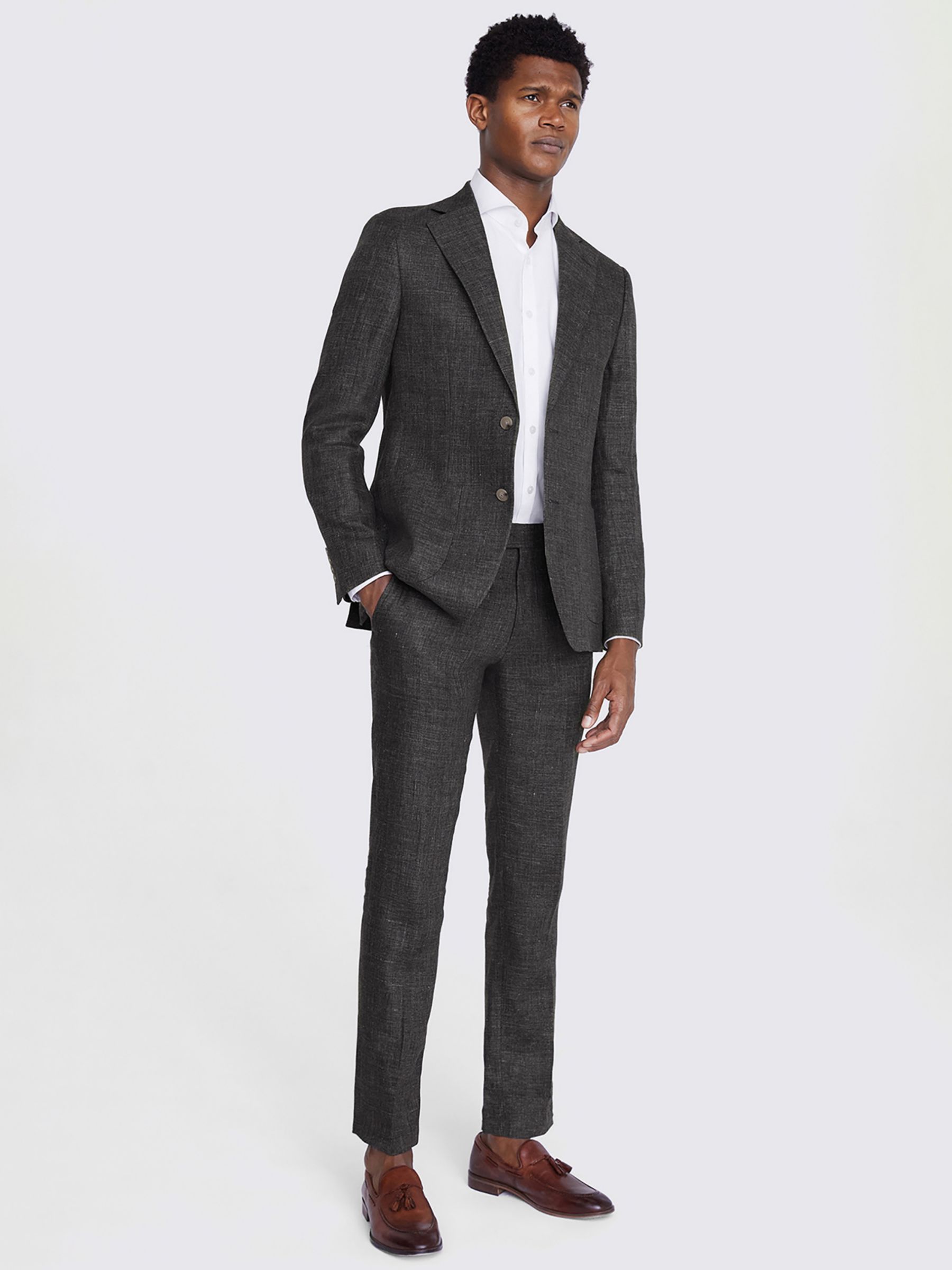 Moss Tailored Fit Linen Suit Jacket, Khaki, 36R