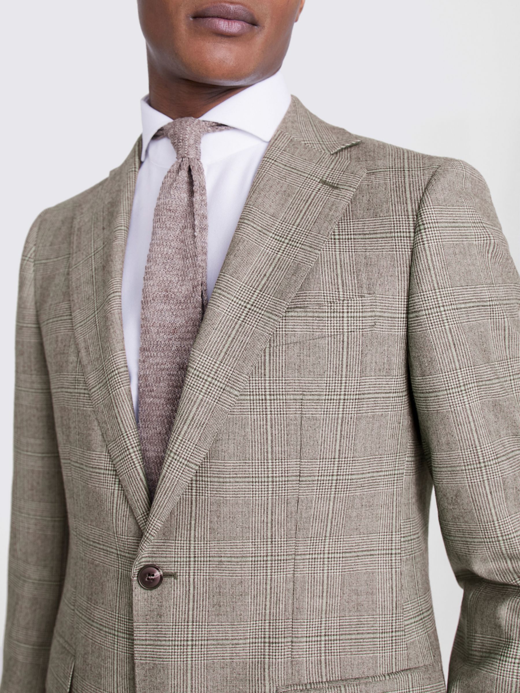 Moss Tailored Fit Wool Blend Check Performance Suit Jacket, Beige, 42S