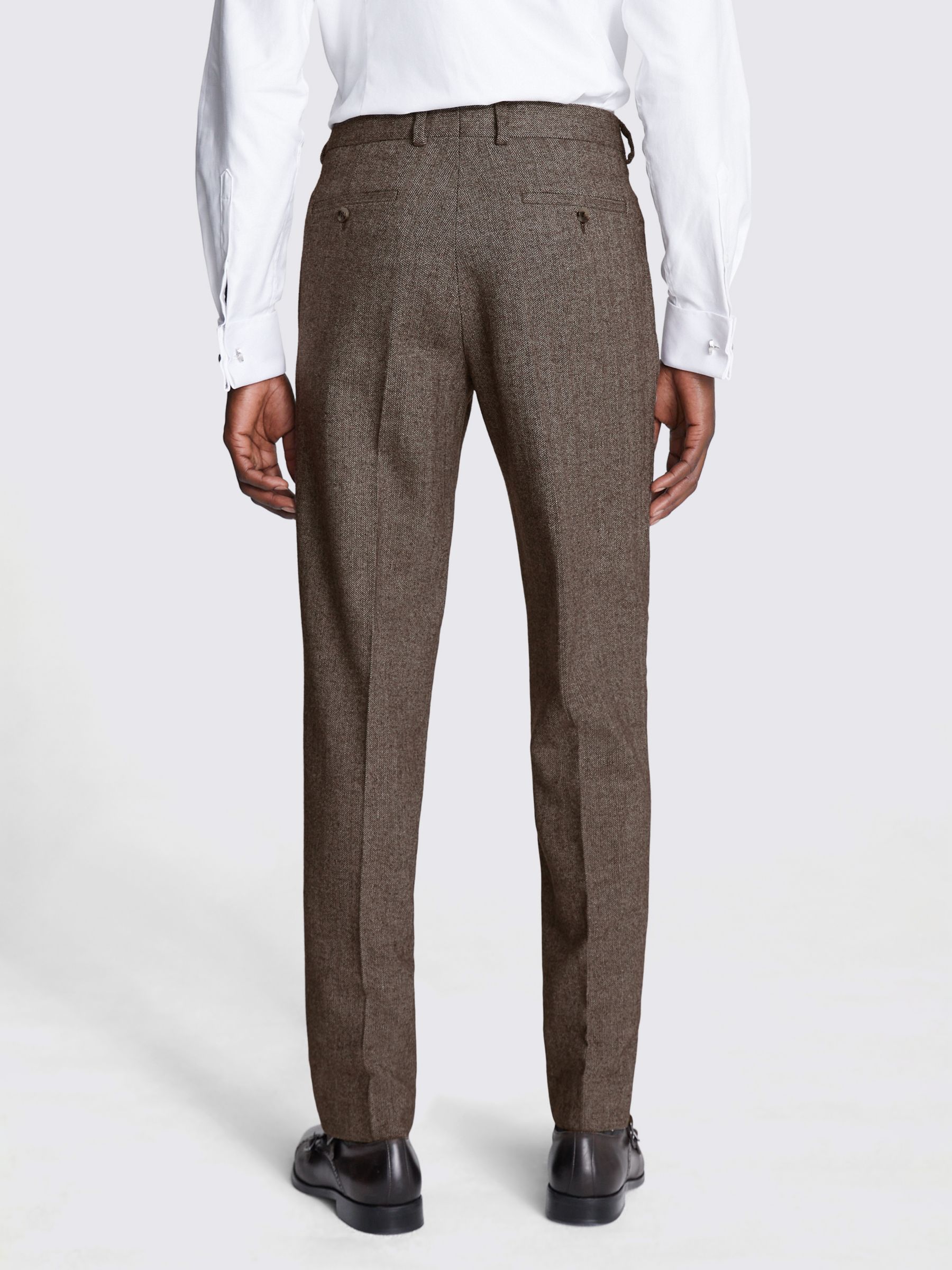 Moss Slim Fit Tweed Trousers, Brown at John Lewis & Partners