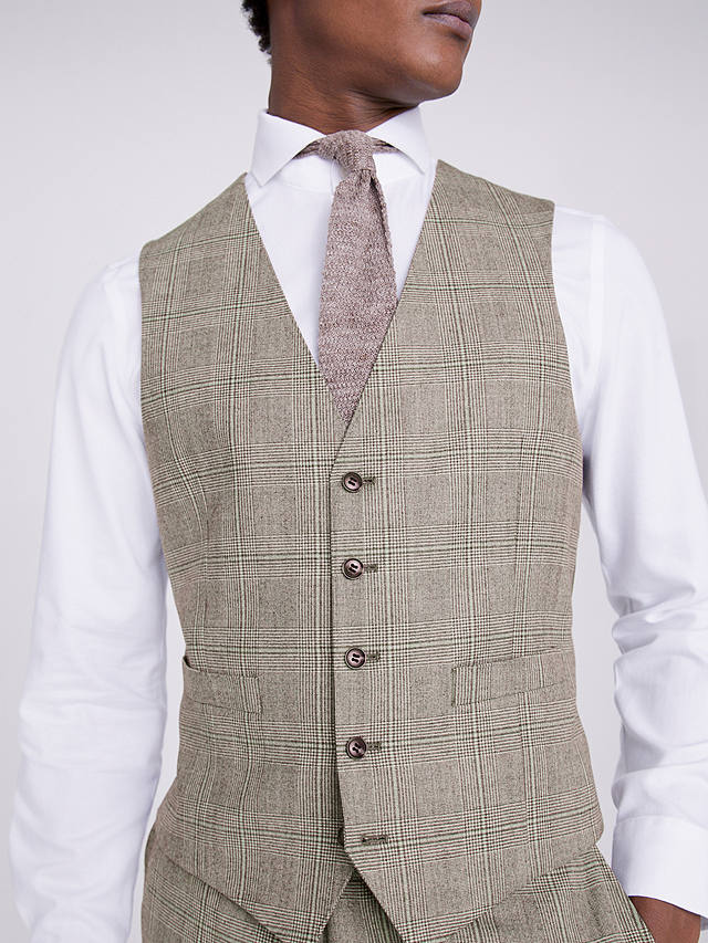 Moss Tailored Fit Check Performance Waistcoat, Beige