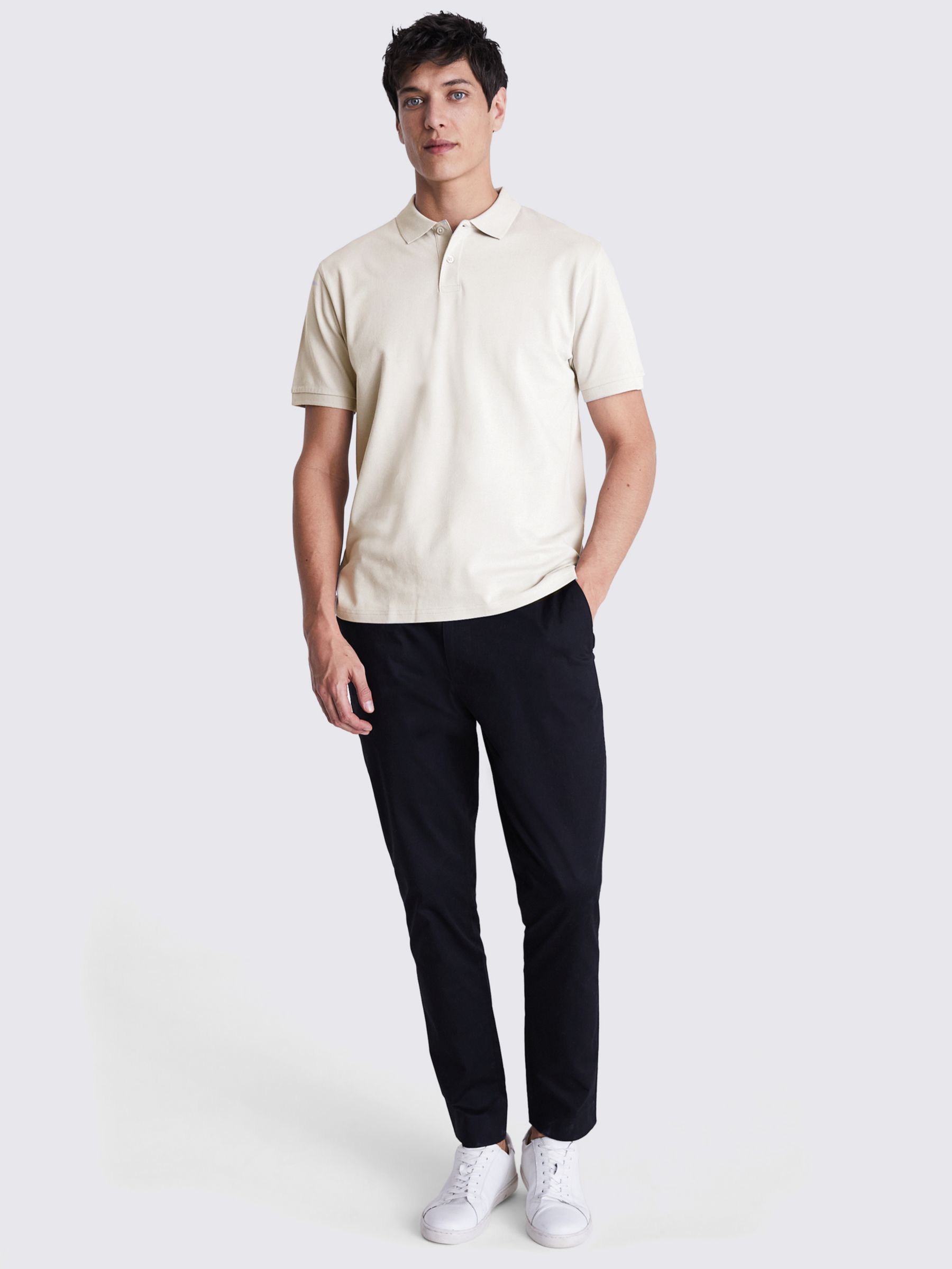 Moss Pique Short Sleeve Polo Shirt, Ivory at John Lewis & Partners